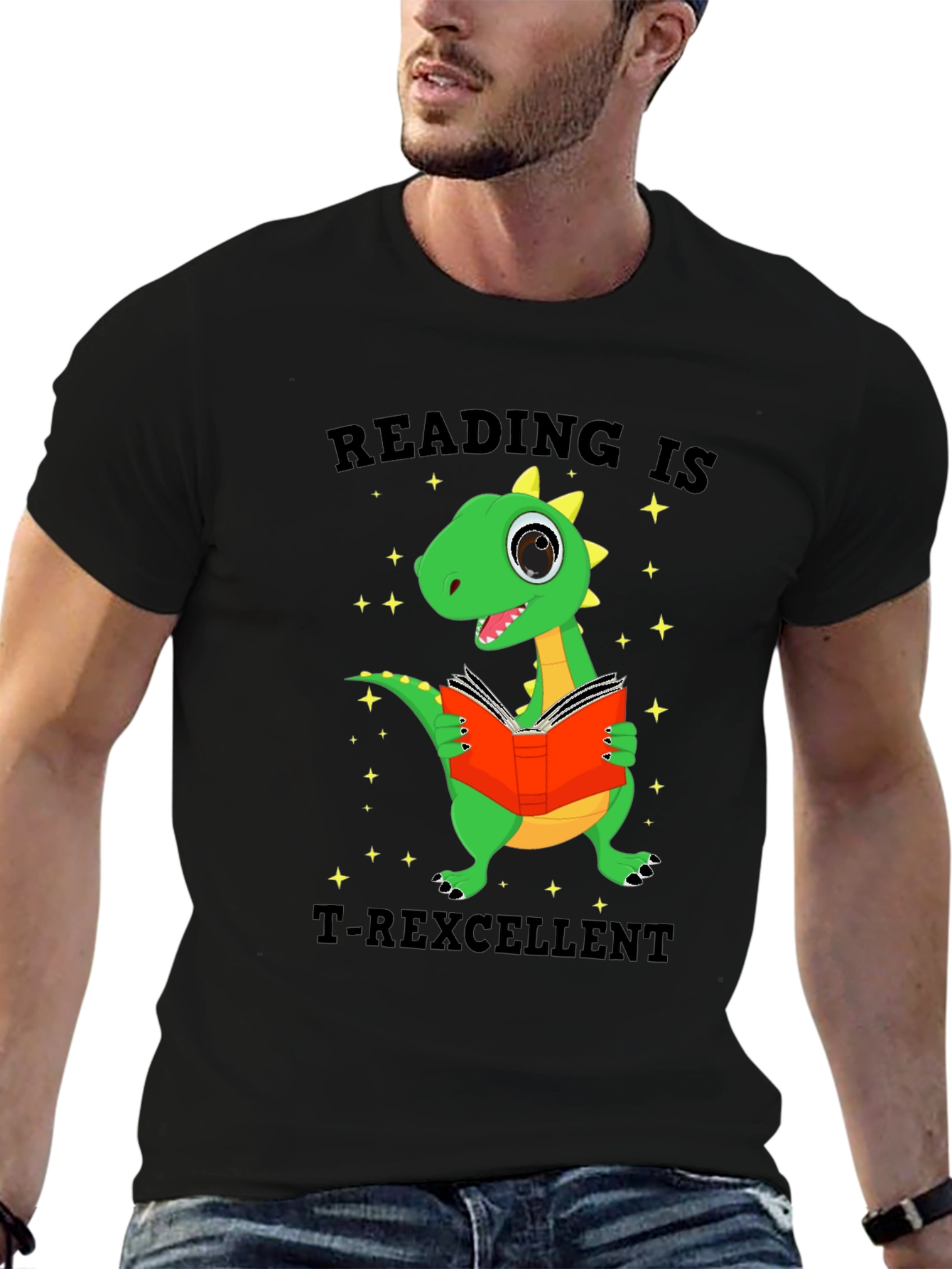 Black Reading is T-Rexcellent T-Shirt view 6