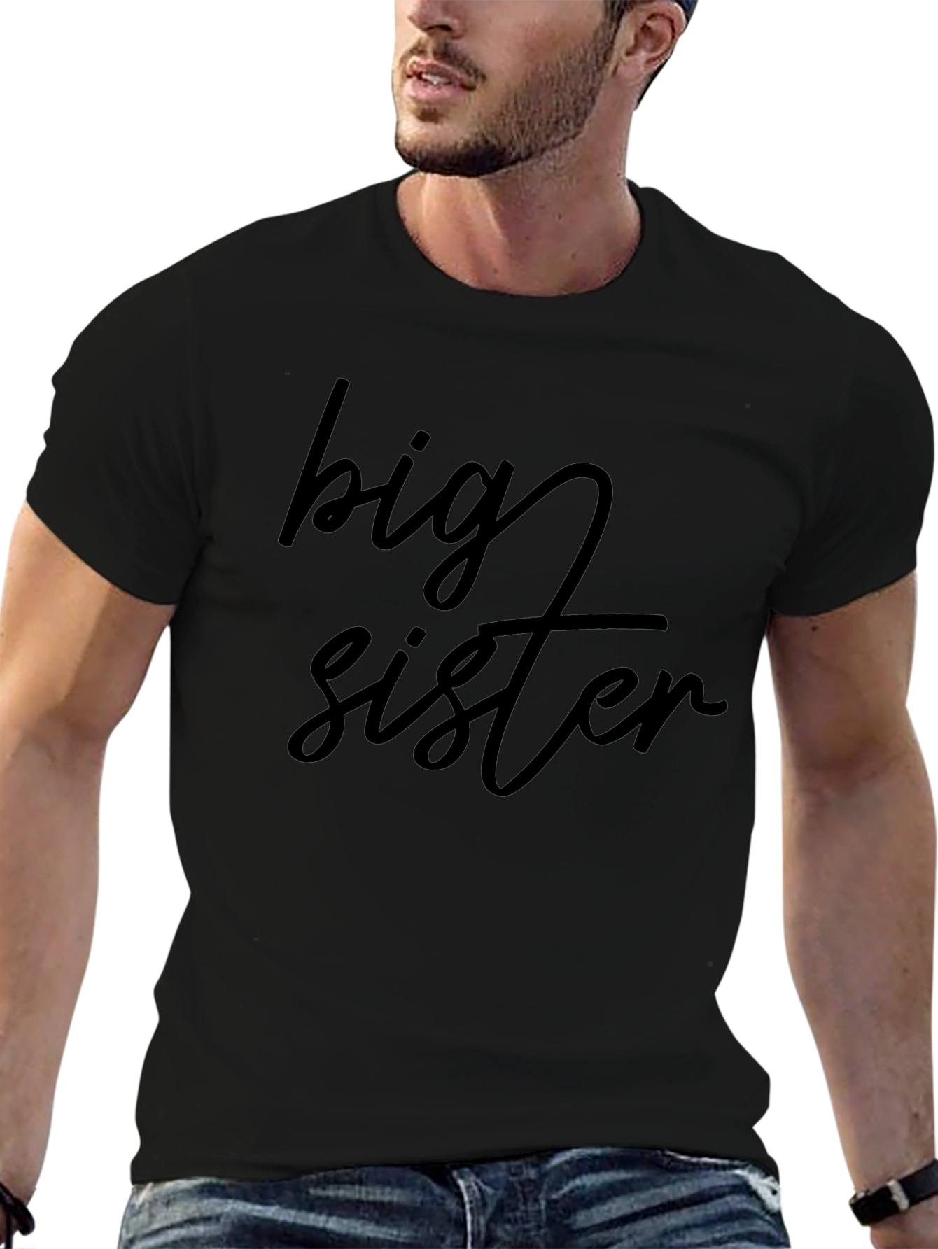 Black Big Sister Tee - Cute Family Matching T-Shirt view 6