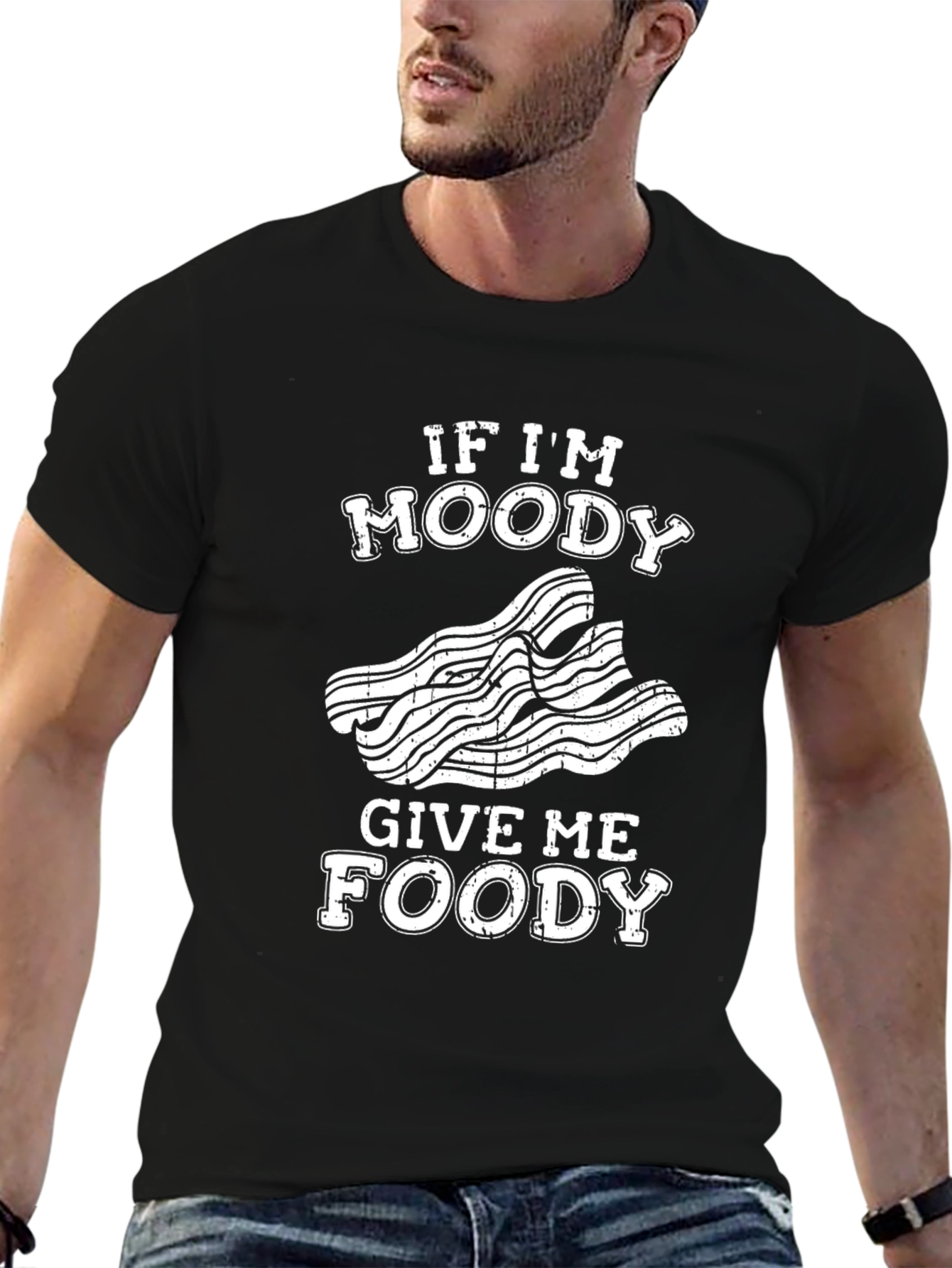 Black Funny Moody Foodie Graphic T-Shirt view 6