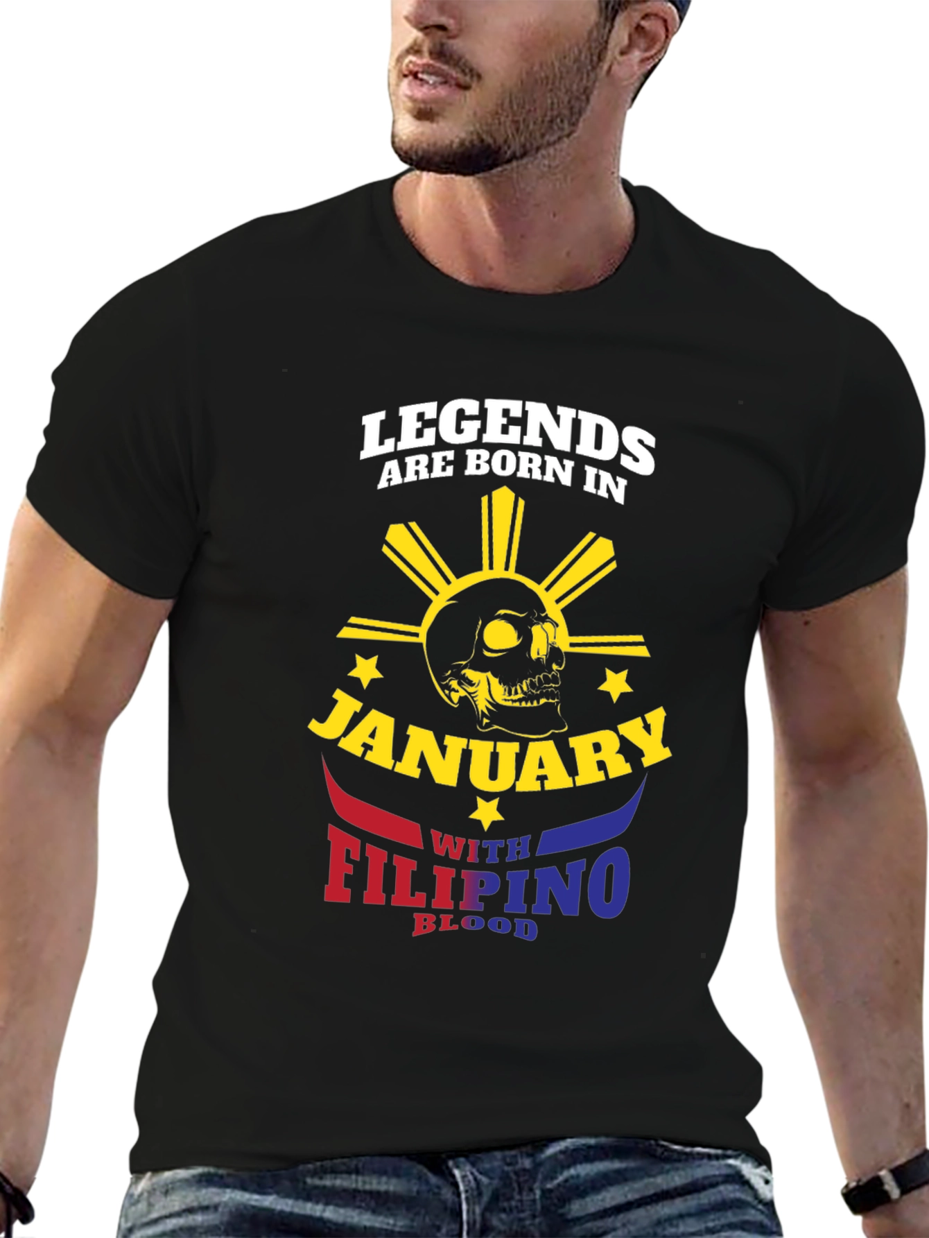 Black Legends Born in January Filipino Blood T-Shirt view 6