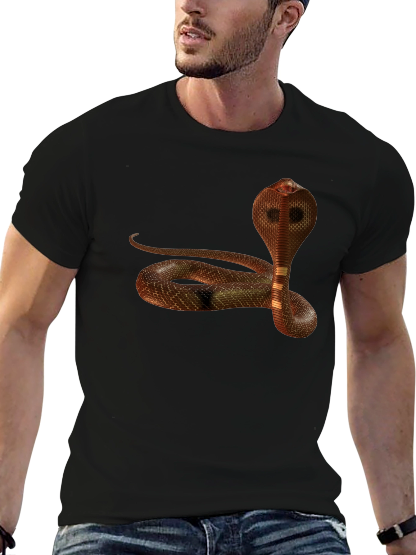 Black Cobra Snake Graphic Black T-Shirt view 6