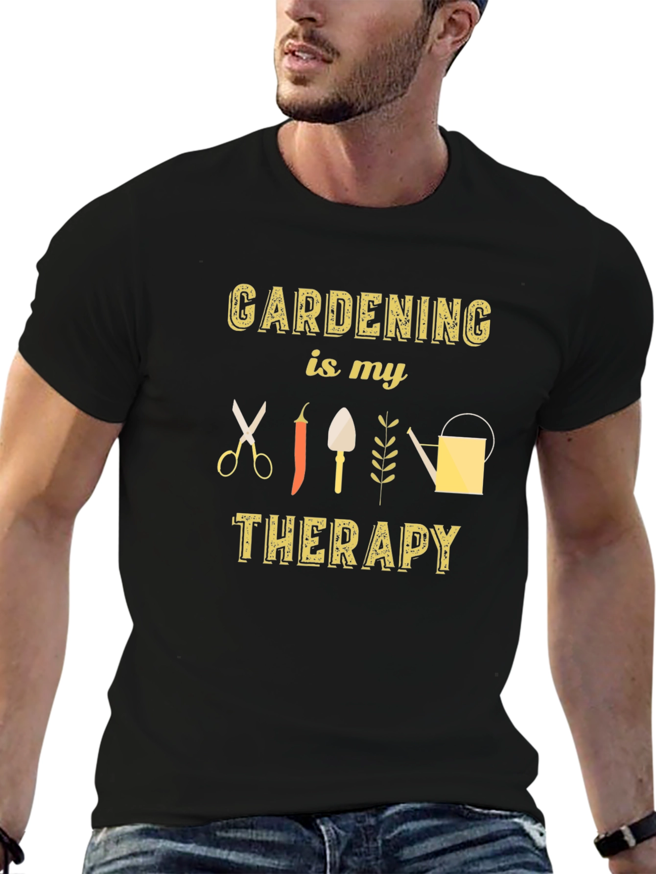 Black Gardening is My Therapy Black T-Shirt view 6