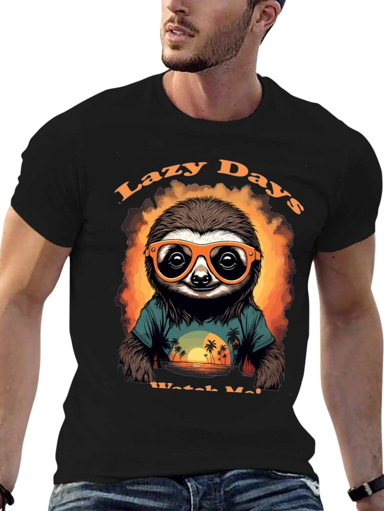 Black Lazy Days Sloth T-Shirt view 6