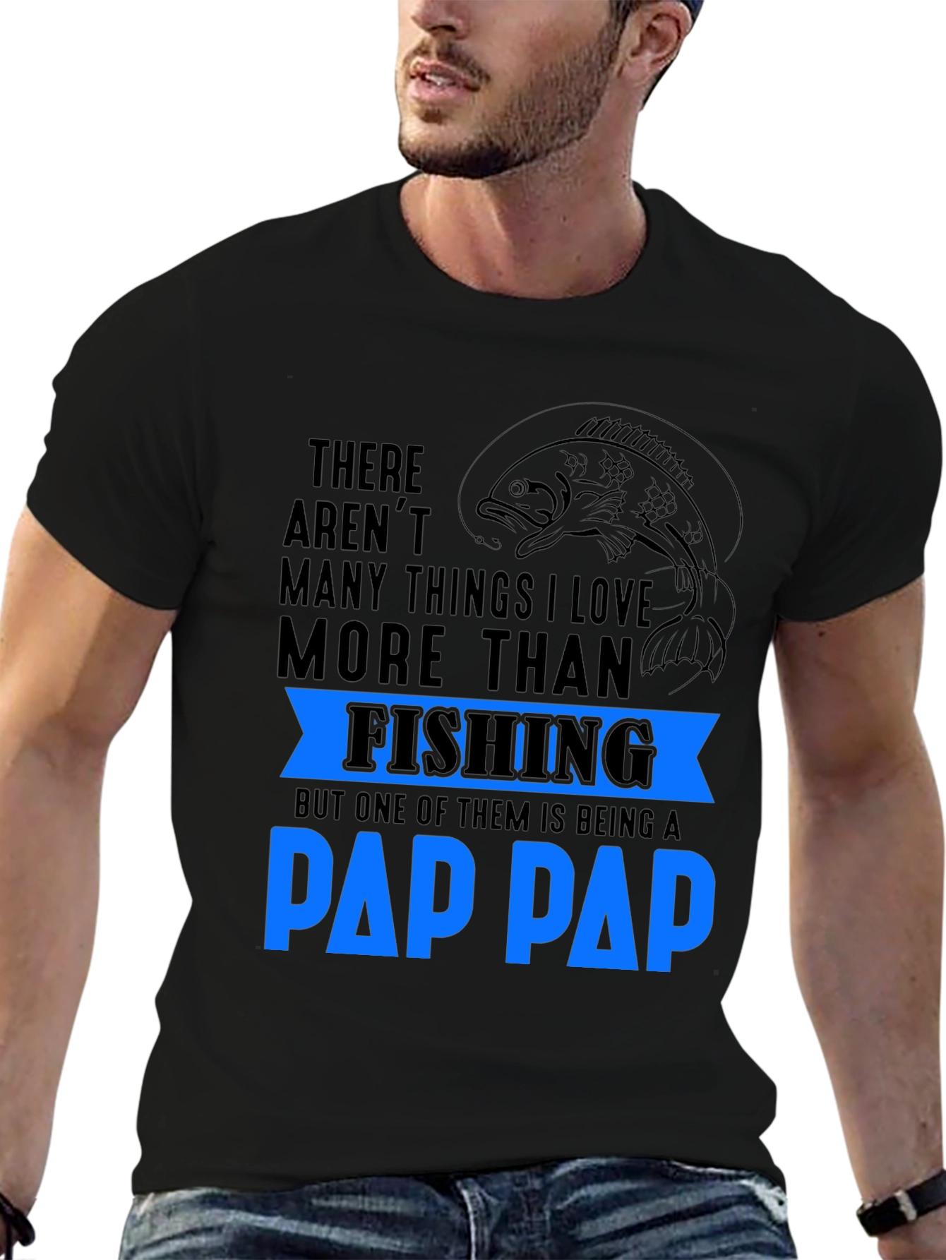 Black Fishing Pap Pap T-Shirt view 6