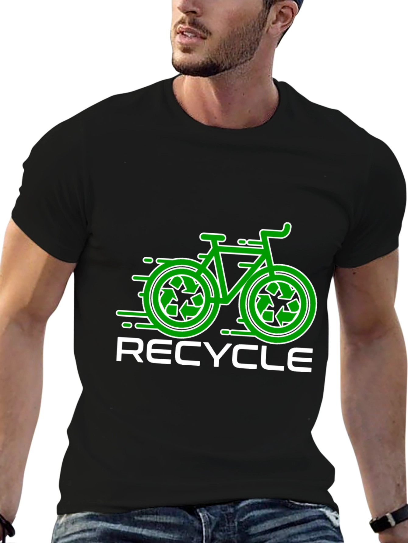 Black Recycle Bike T-Shirt - Eco-Friendly Design view 6