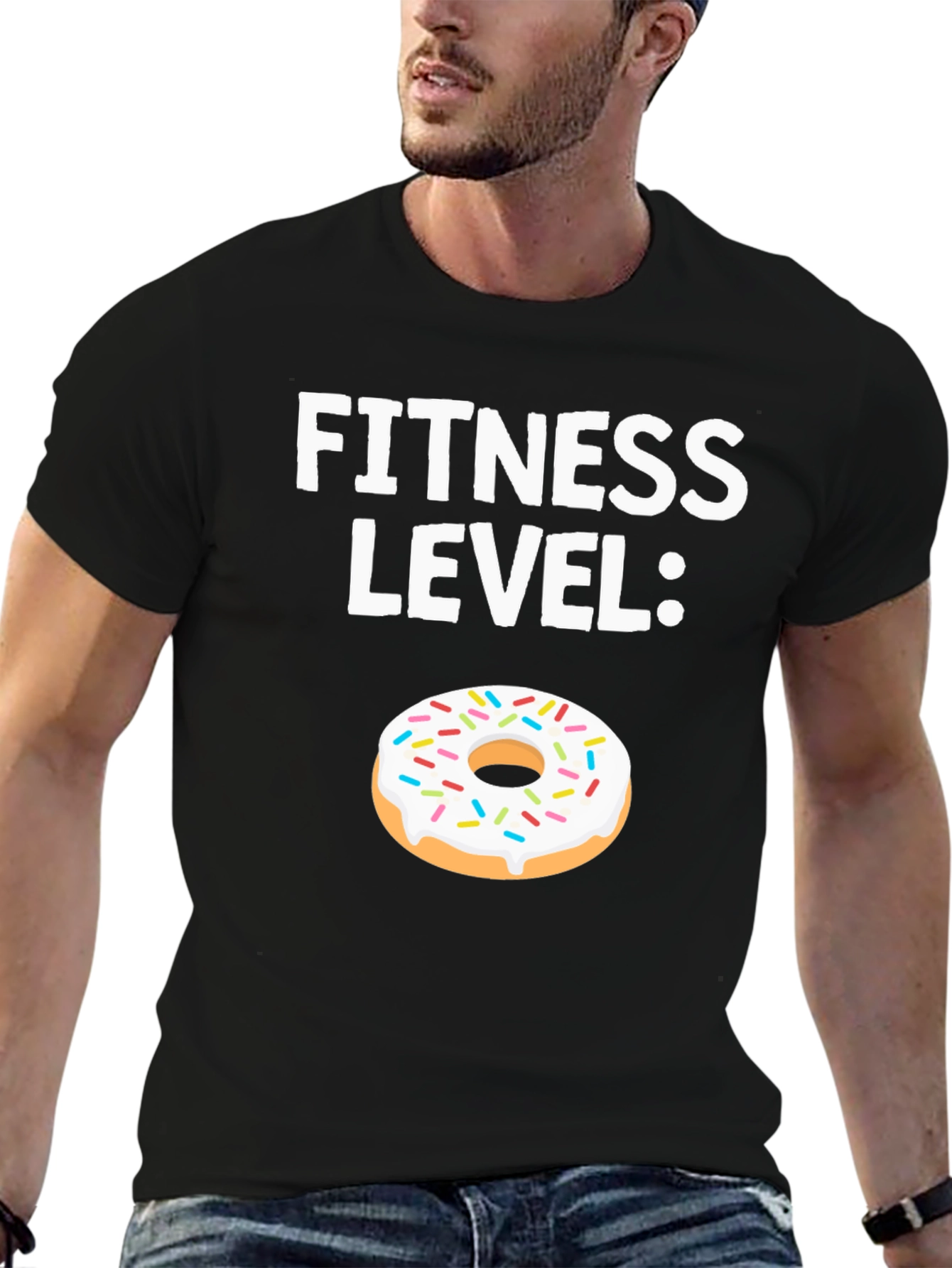 Black Fitness Level Donut Graphic T-Shirt view 6