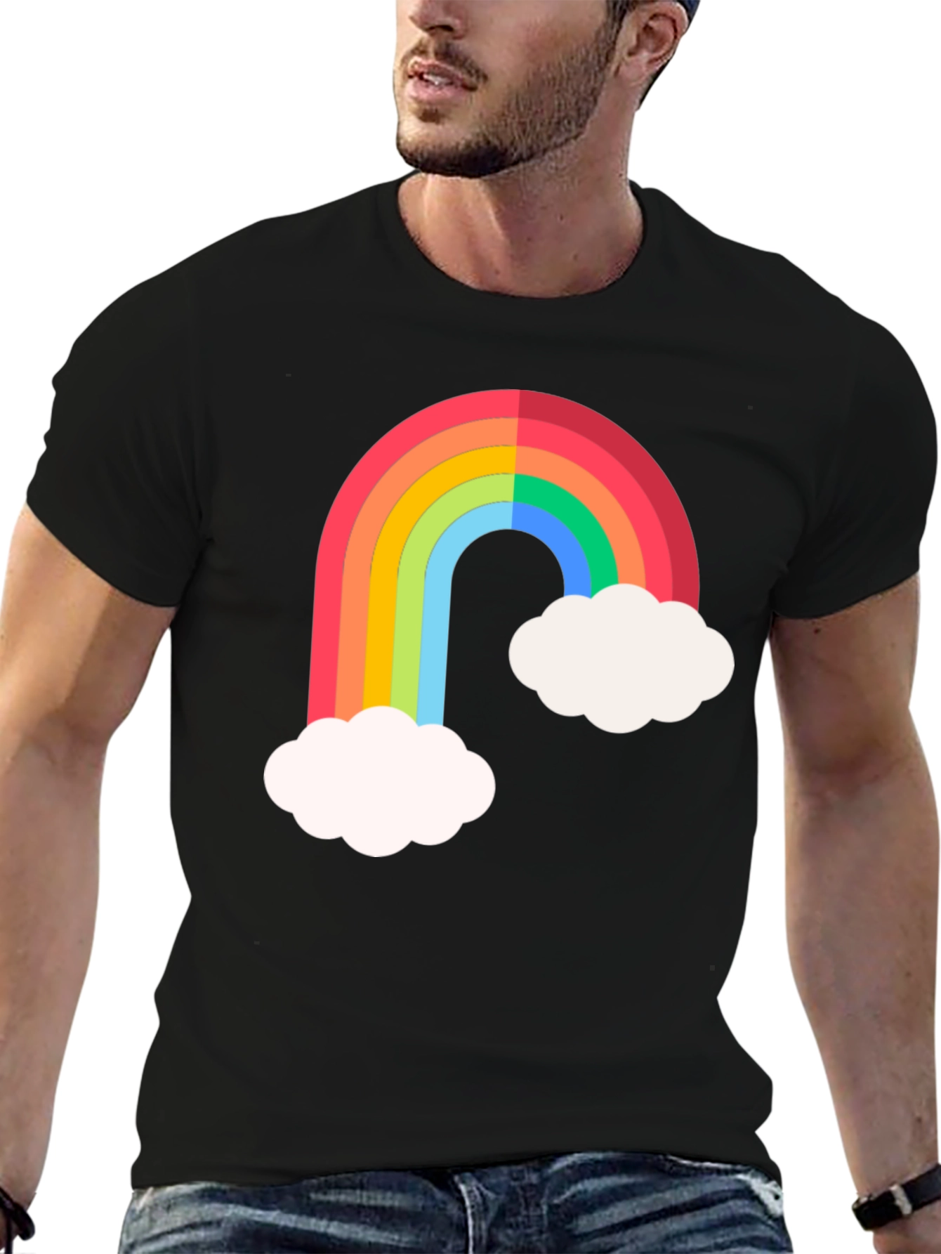 Black Rainbow & Cloud Graphic Tee view 6