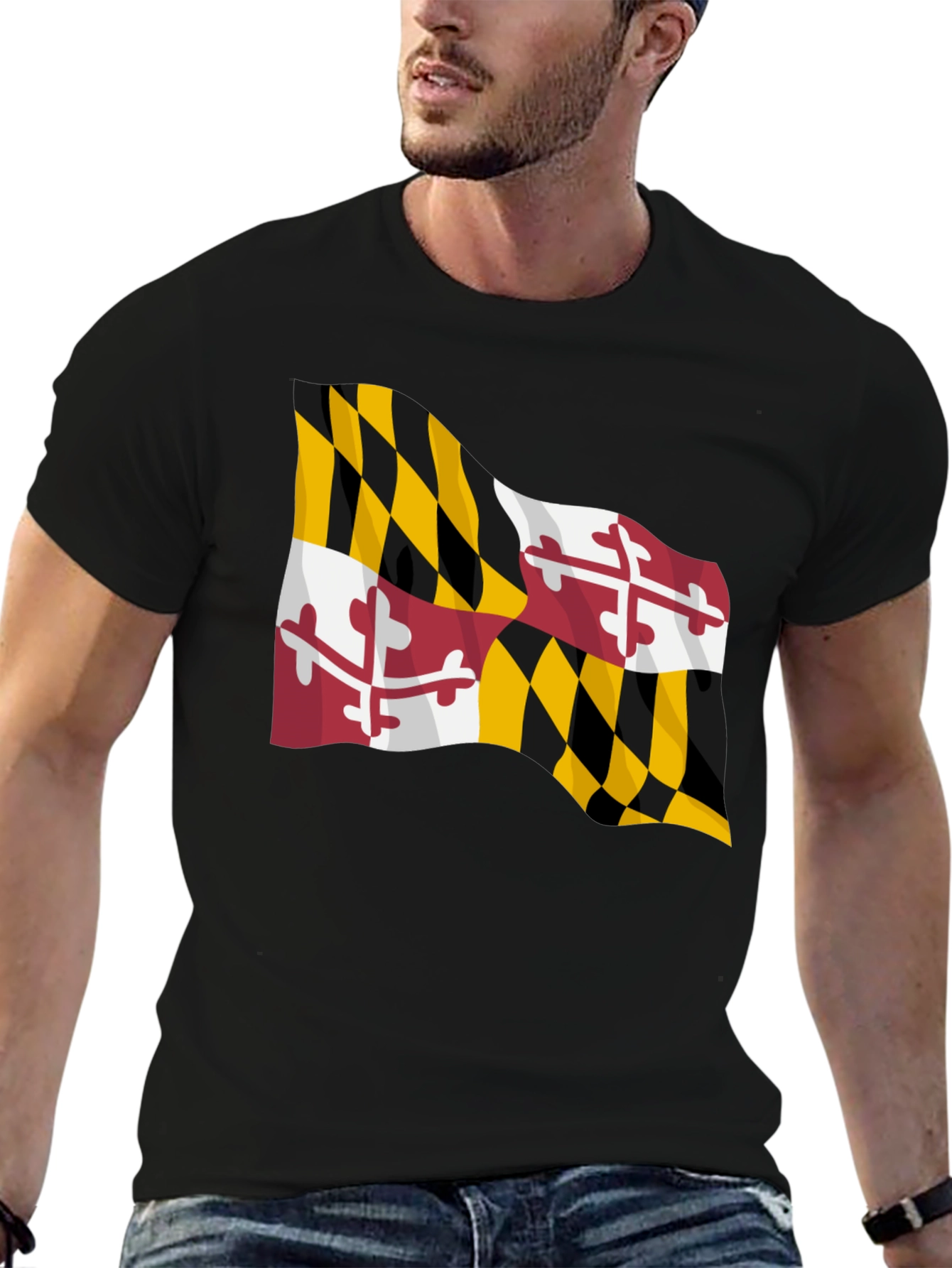 Black Maryland Flag Black T-Shirt view 6