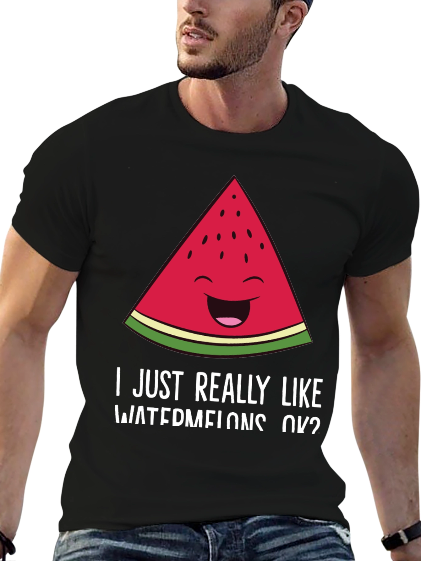 Black Funny Watermelon T-Shirt - I Like Watermelons OK? view 6