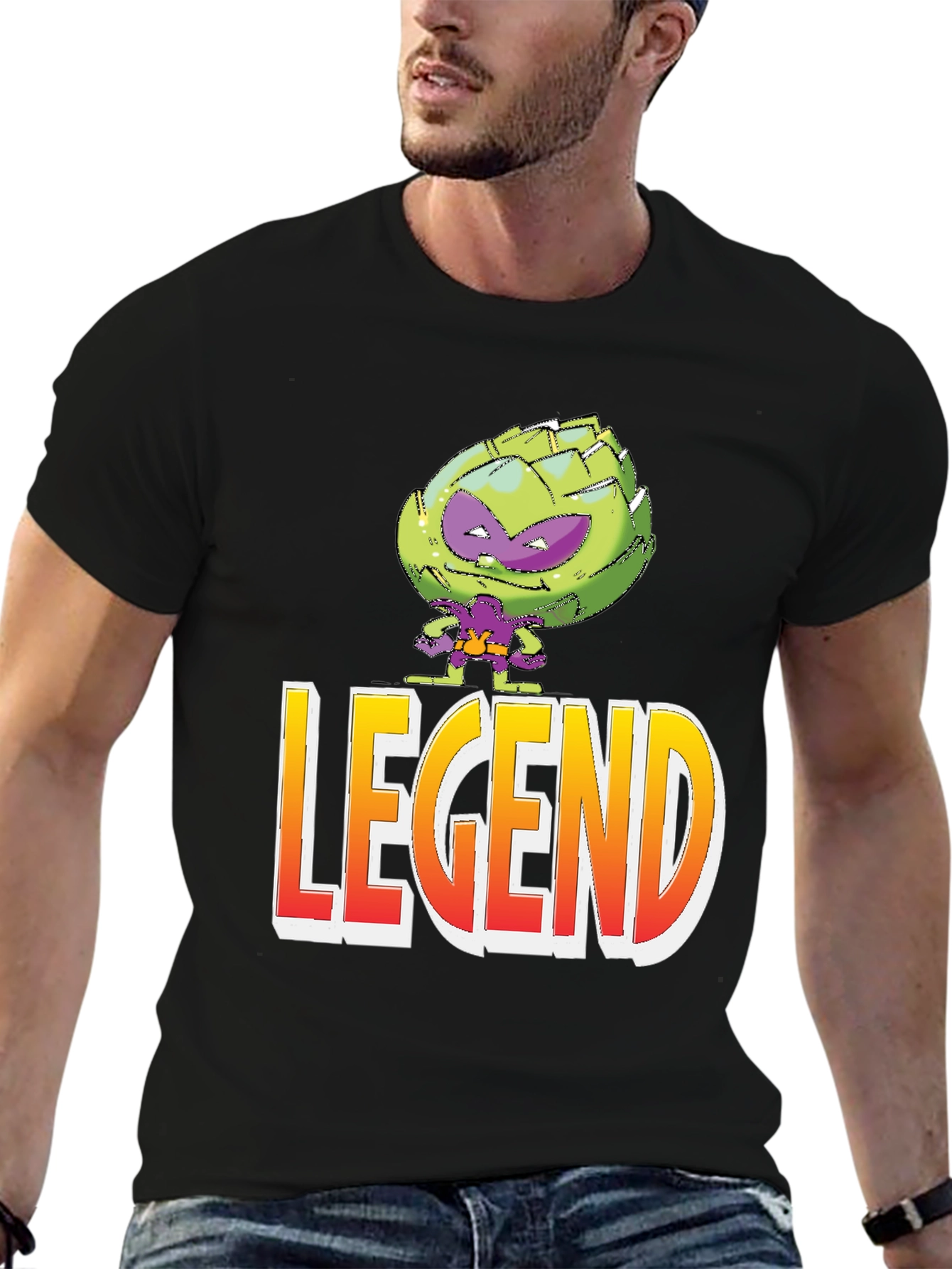 Black Artichoke Legend Graphic T-Shirt - Black Cotton Tee view 6