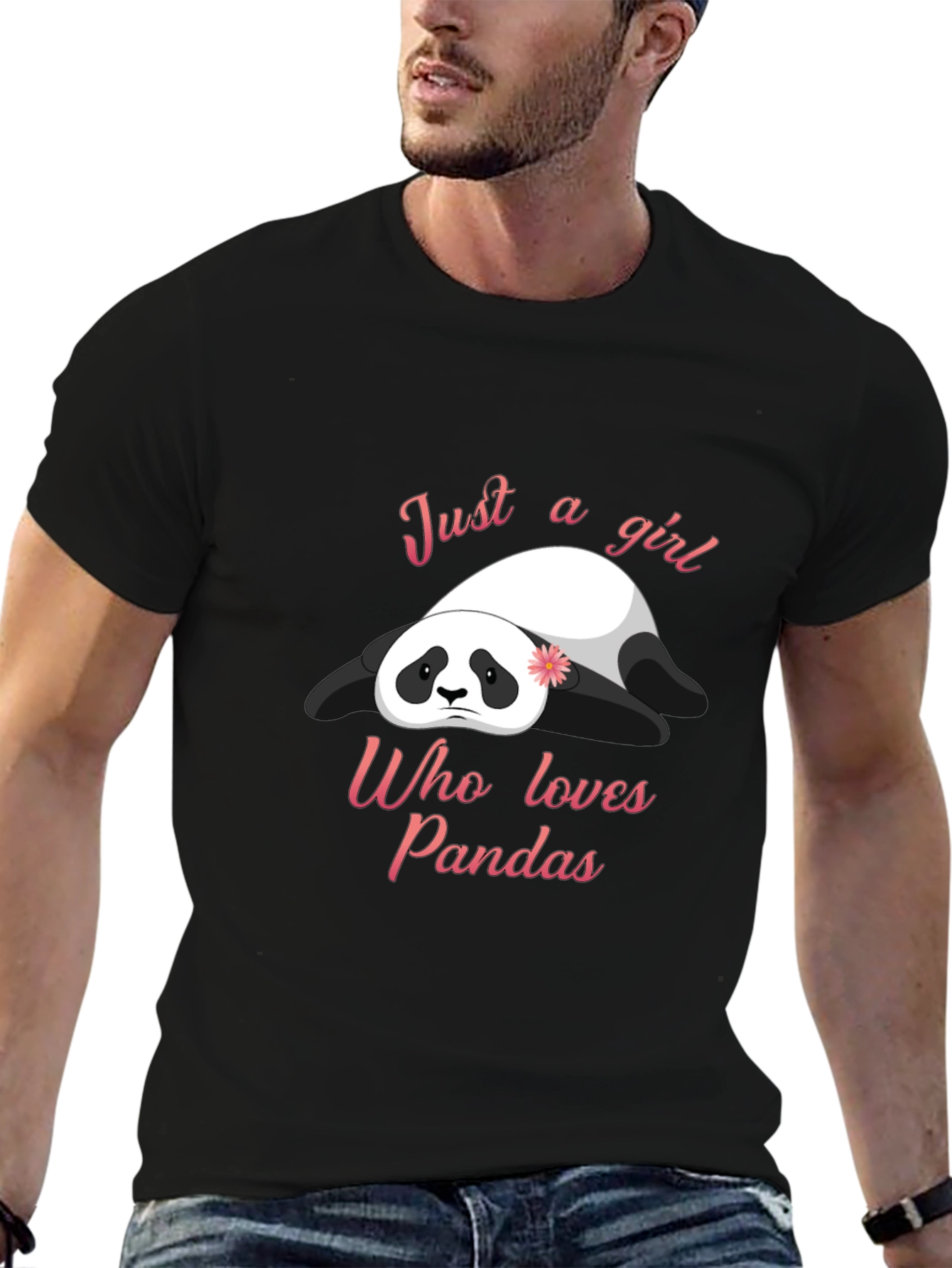 Black Panda Lover T-Shirt - Cute Girl's Panda Graphic Tee view 6