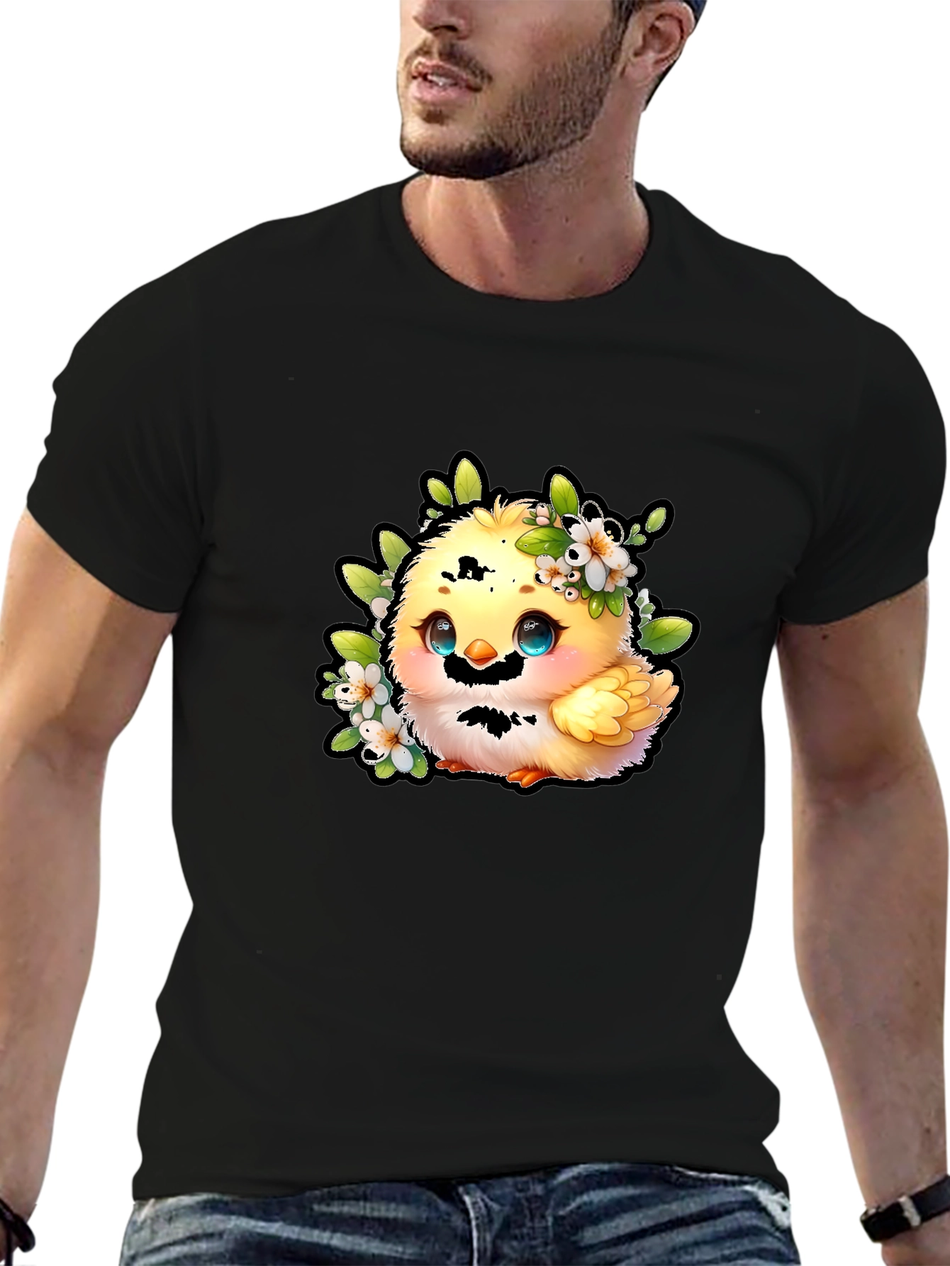 Black Cute Chick Graphic Tee - Black Cotton Shirt view 6