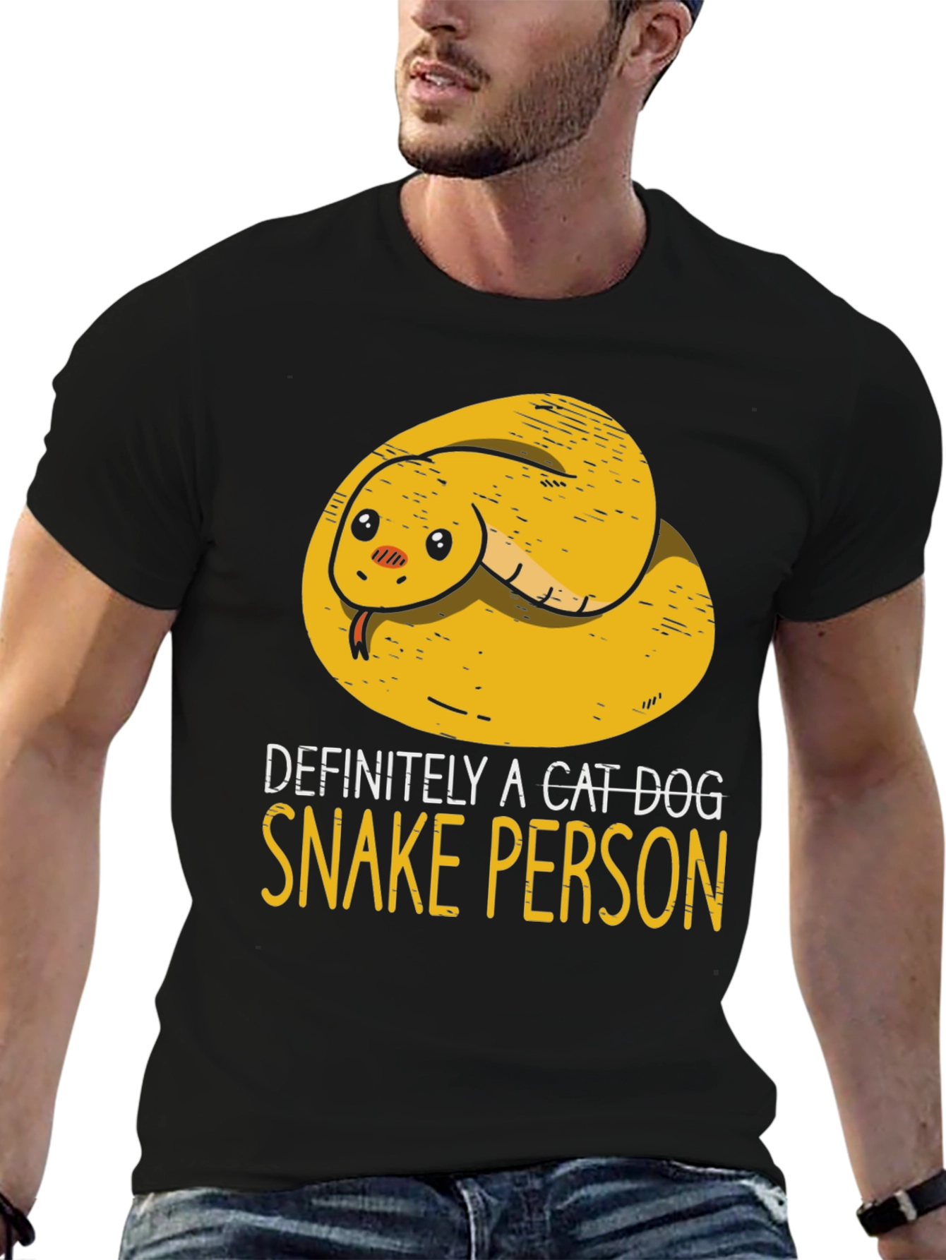 Black Funny Snake Person T-Shirt view 6