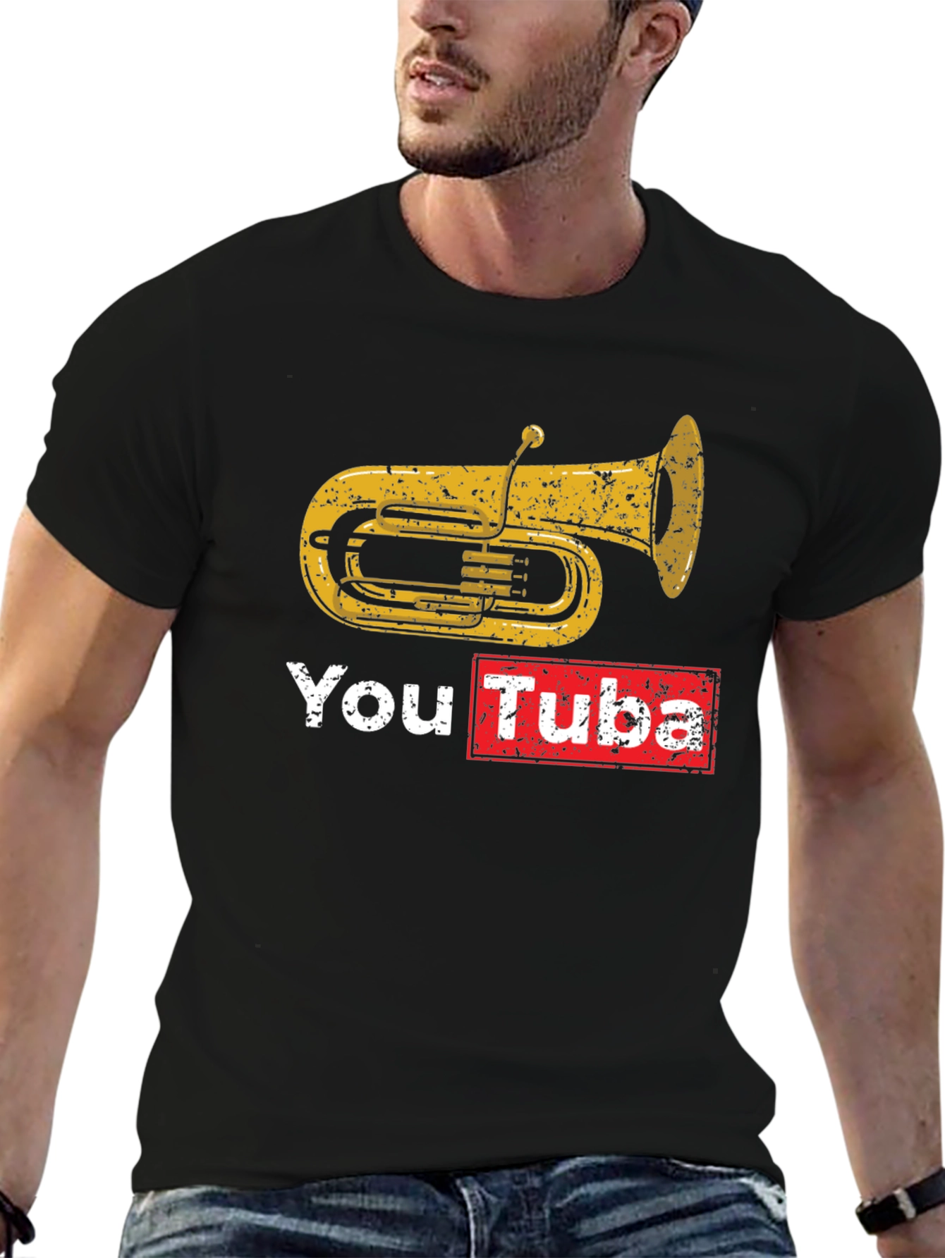 Black You Tuba Graphic T-Shirt - Musician's Novelty Tee view 6