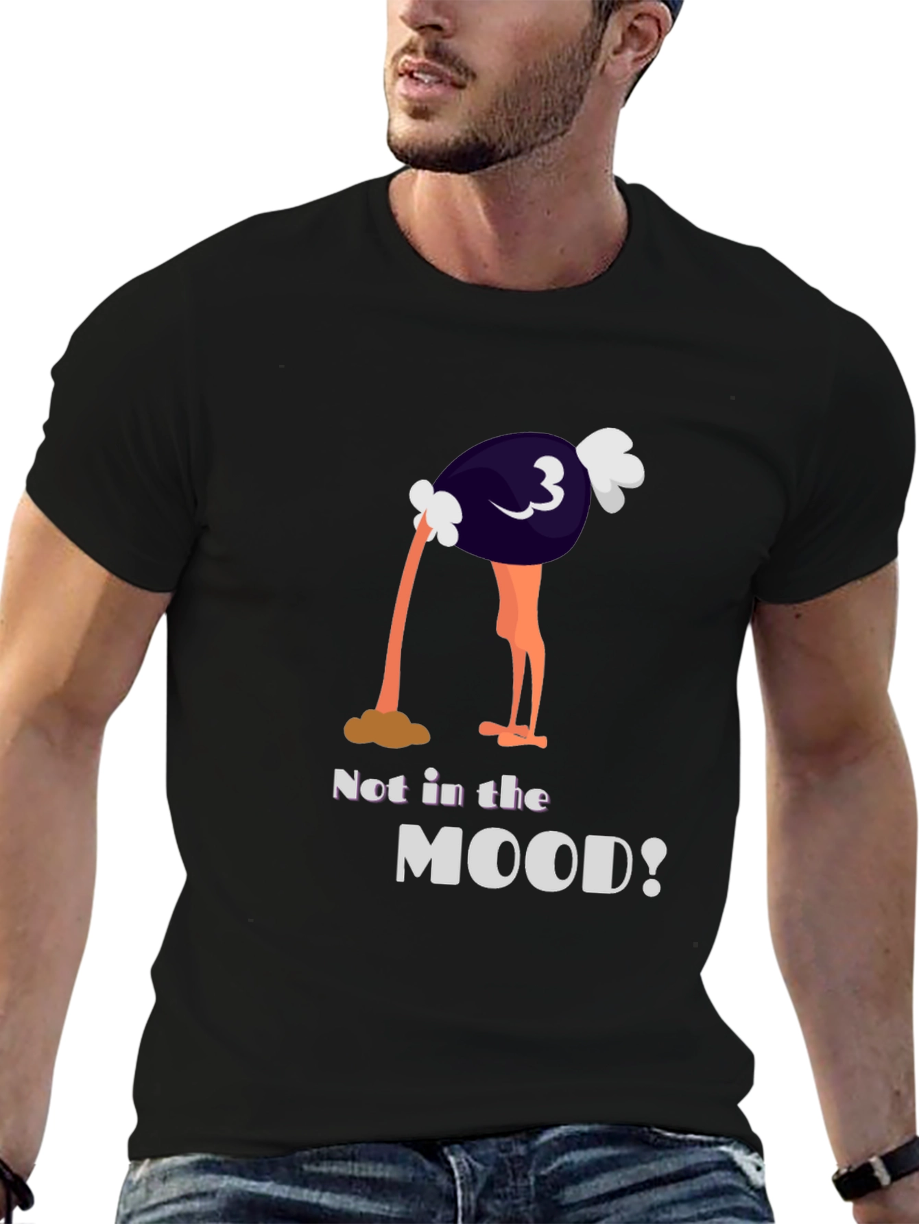 Black Not in the Mood Ostrich Graphic Tee view 6