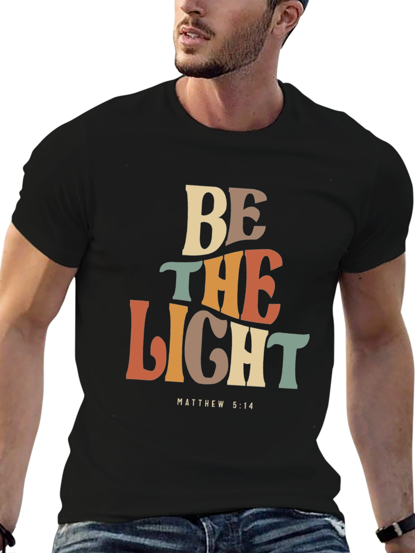 Black Be The Light T-Shirt - Matthew 5:14 Graphic Tee view 6