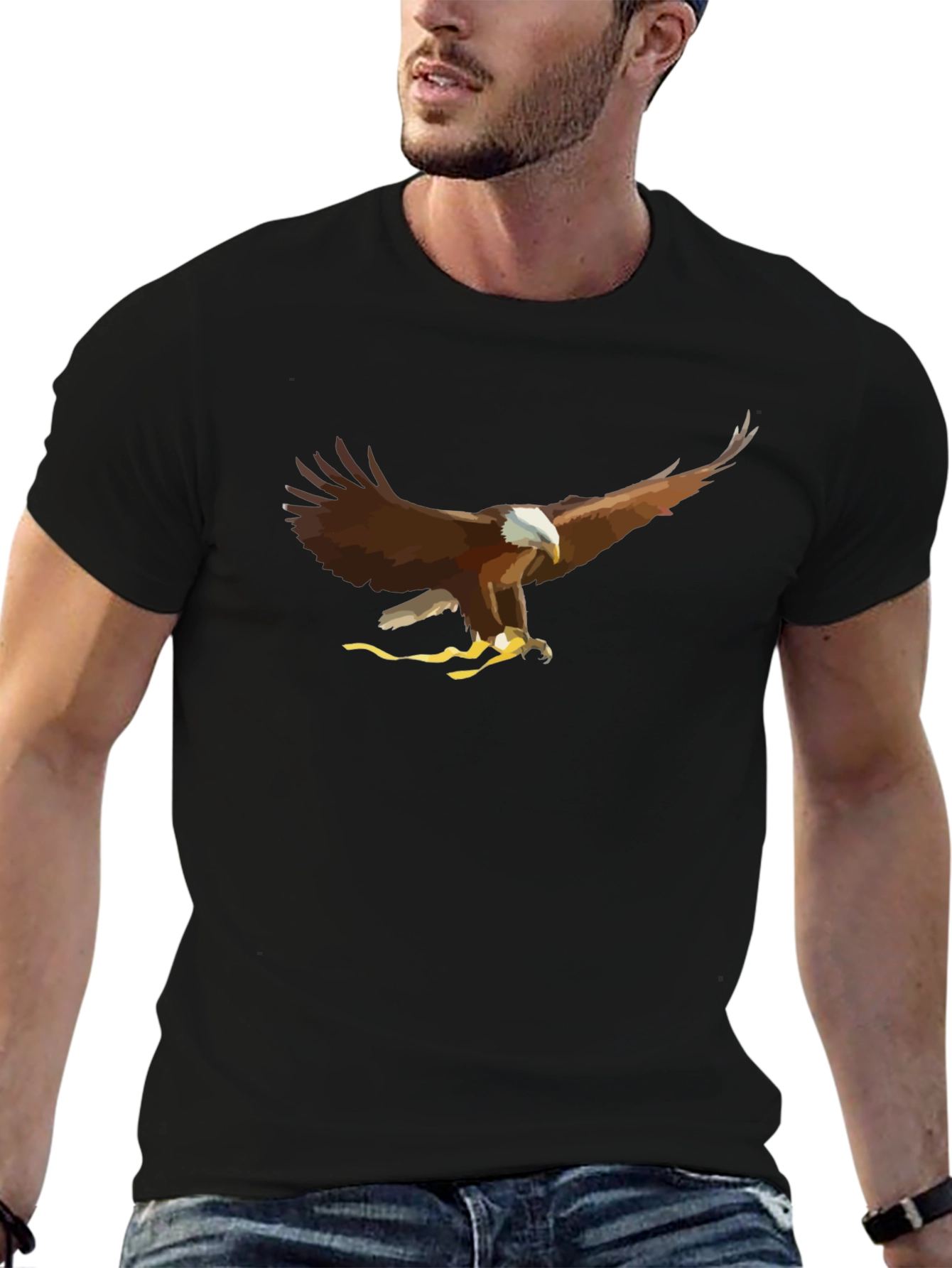 Black Eagle Graphic T-Shirt - Cool Bird of Prey Design view 6