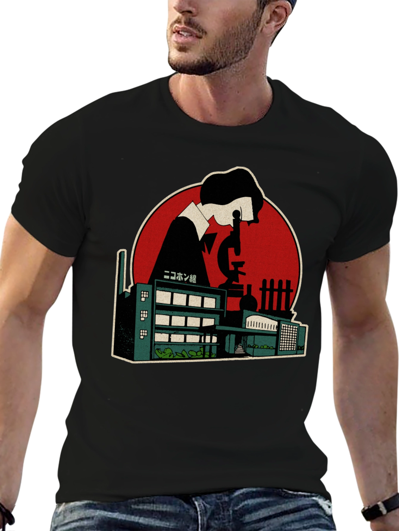 Black Scientist Factory Graphic Tee - Black Cotton Blend view 6