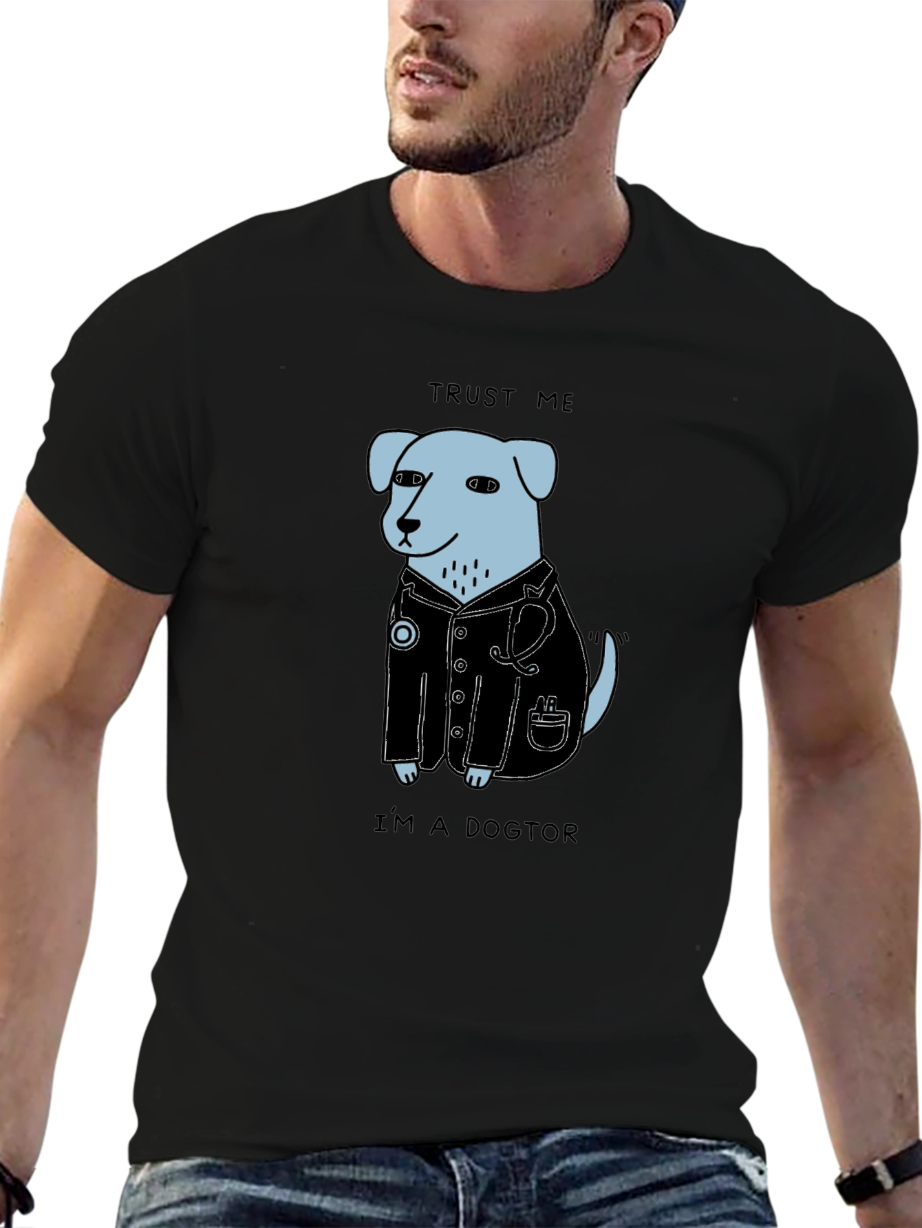 Black Trust Me I'm a Dogtor T-Shirt view 6