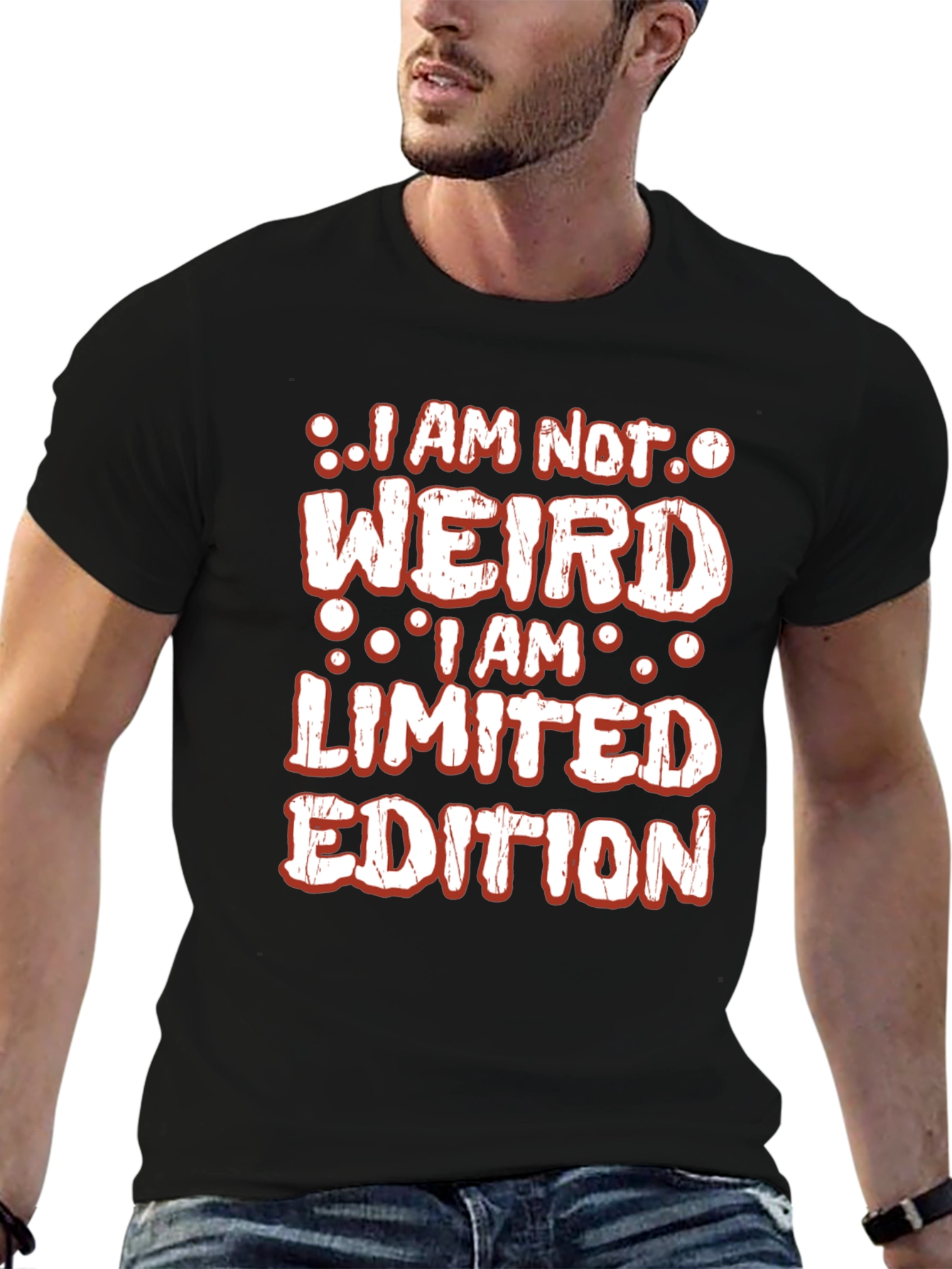 Black I am not weird T-shirt view 6