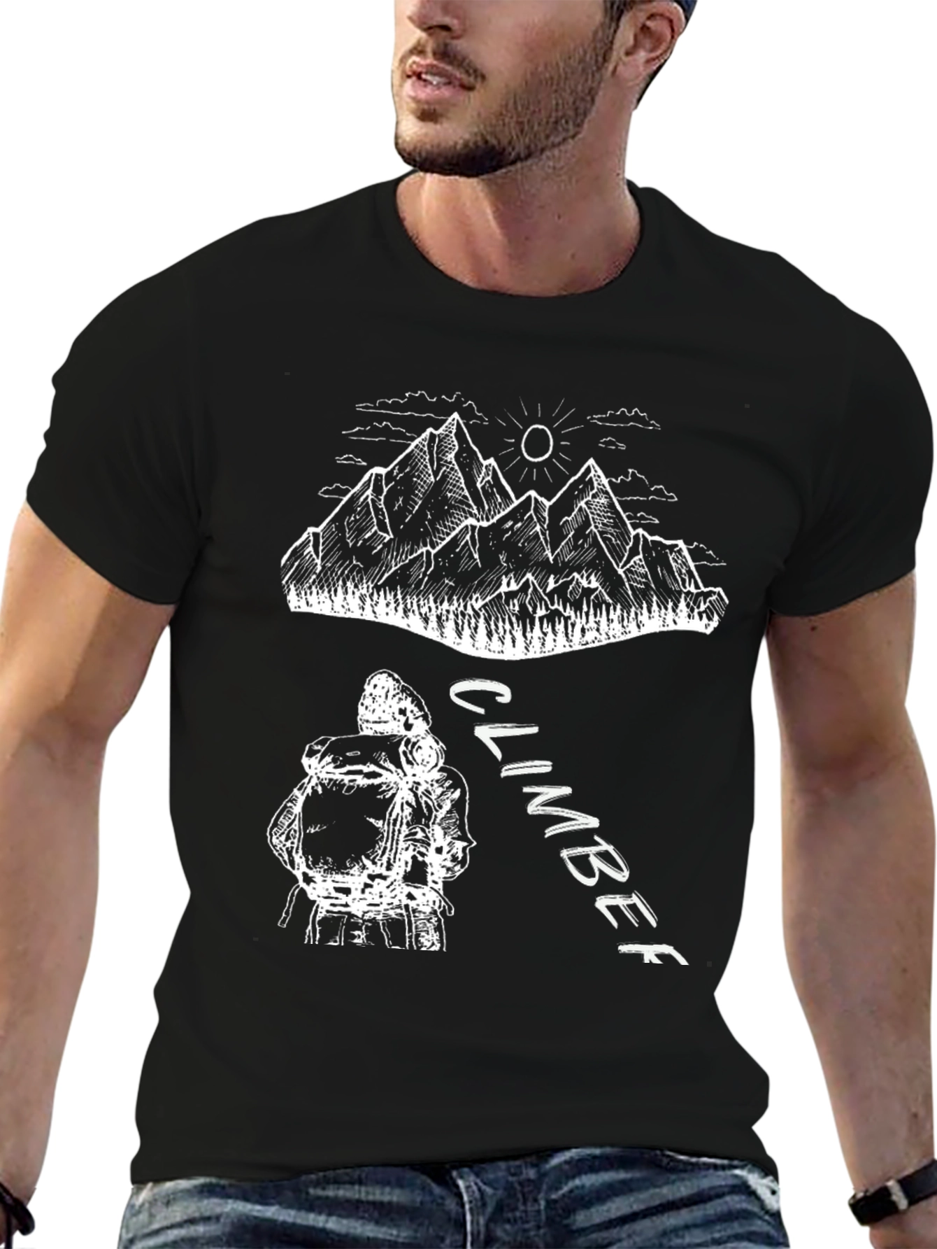 Black Climber Graphic T-Shirt - Mountain Adventure Tee view 6