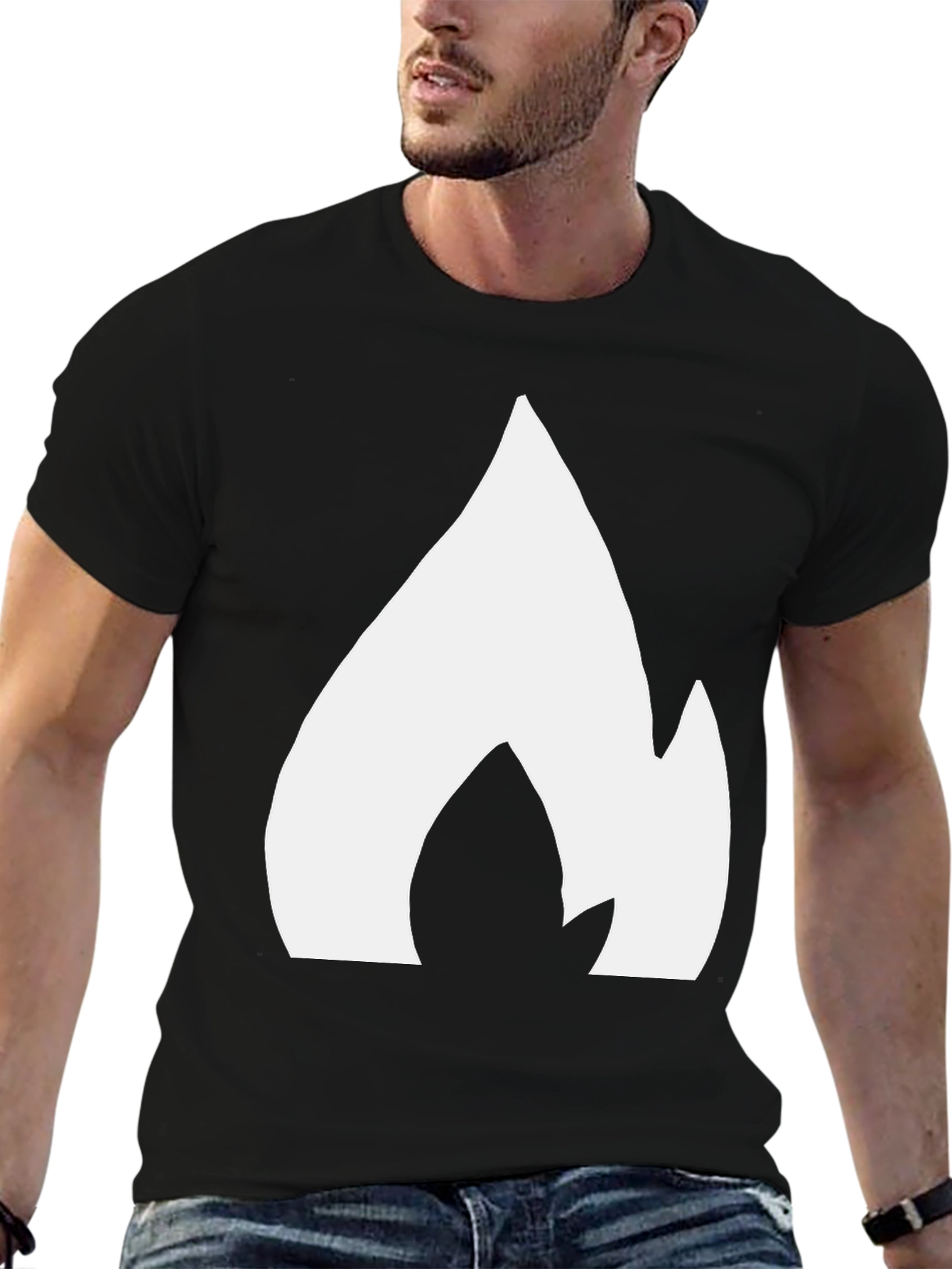 Black Bold Flame Graphic Tee - Black Casual Shirt view 6