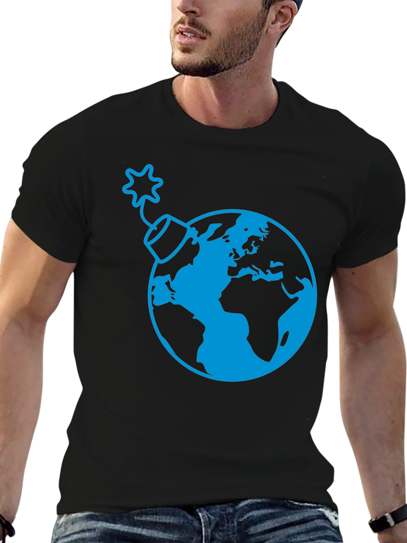 Black Earth Bomb Graphic Tee - Stylish Black T-Shirt view 6