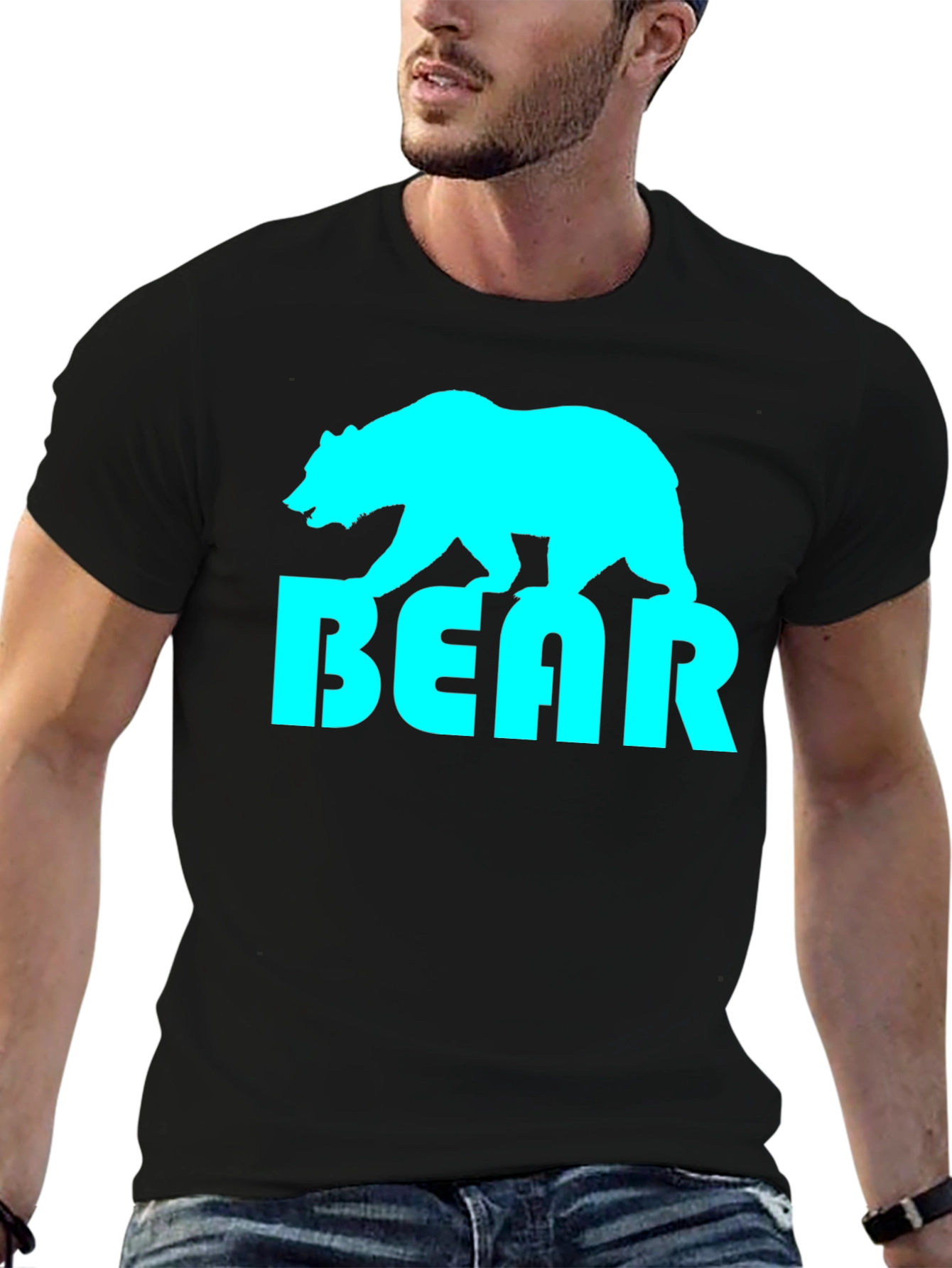 Black Cool Bear Graphic Tee - Stylish Black T-Shirt view 6