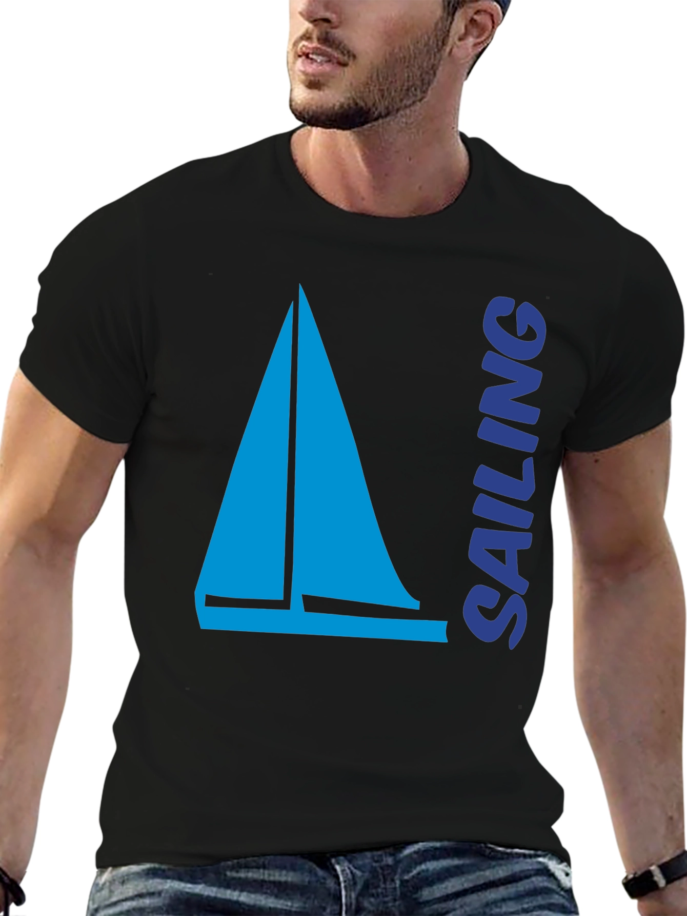 Black Sailing Boat T-Shirt | Nautical Tee view 6