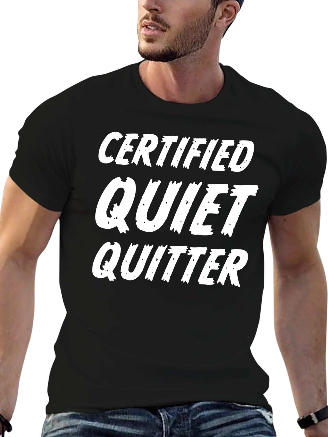 Black Certified Quiet Quitter Black Graphic Tee view 6