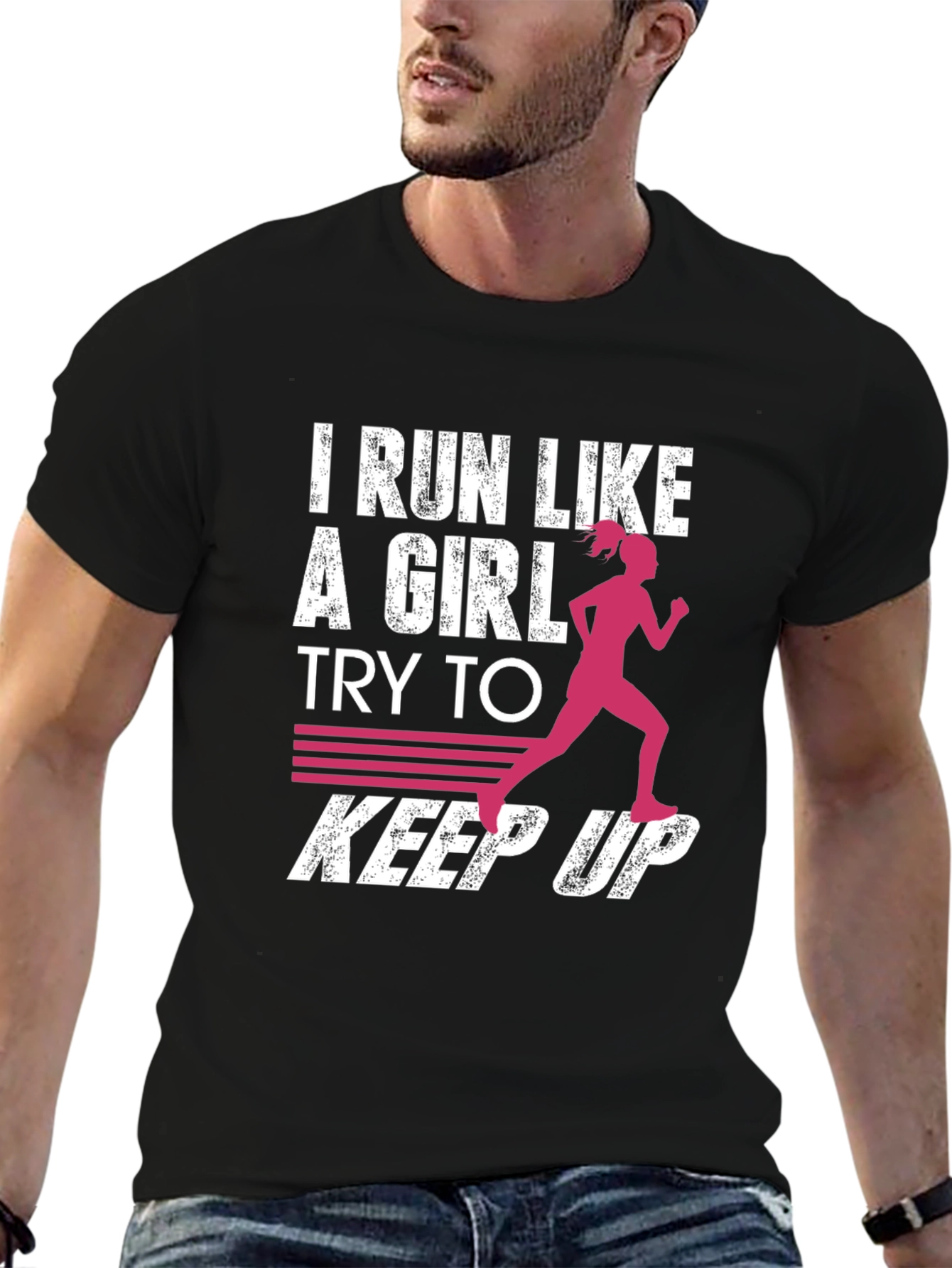 Black I Run Like a Girl Graphic T-Shirt view 6