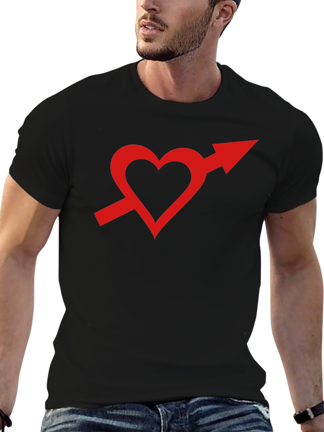 Black Heart Arrow Graphic Tee - Stylish Unisex T-Shirt view 6
