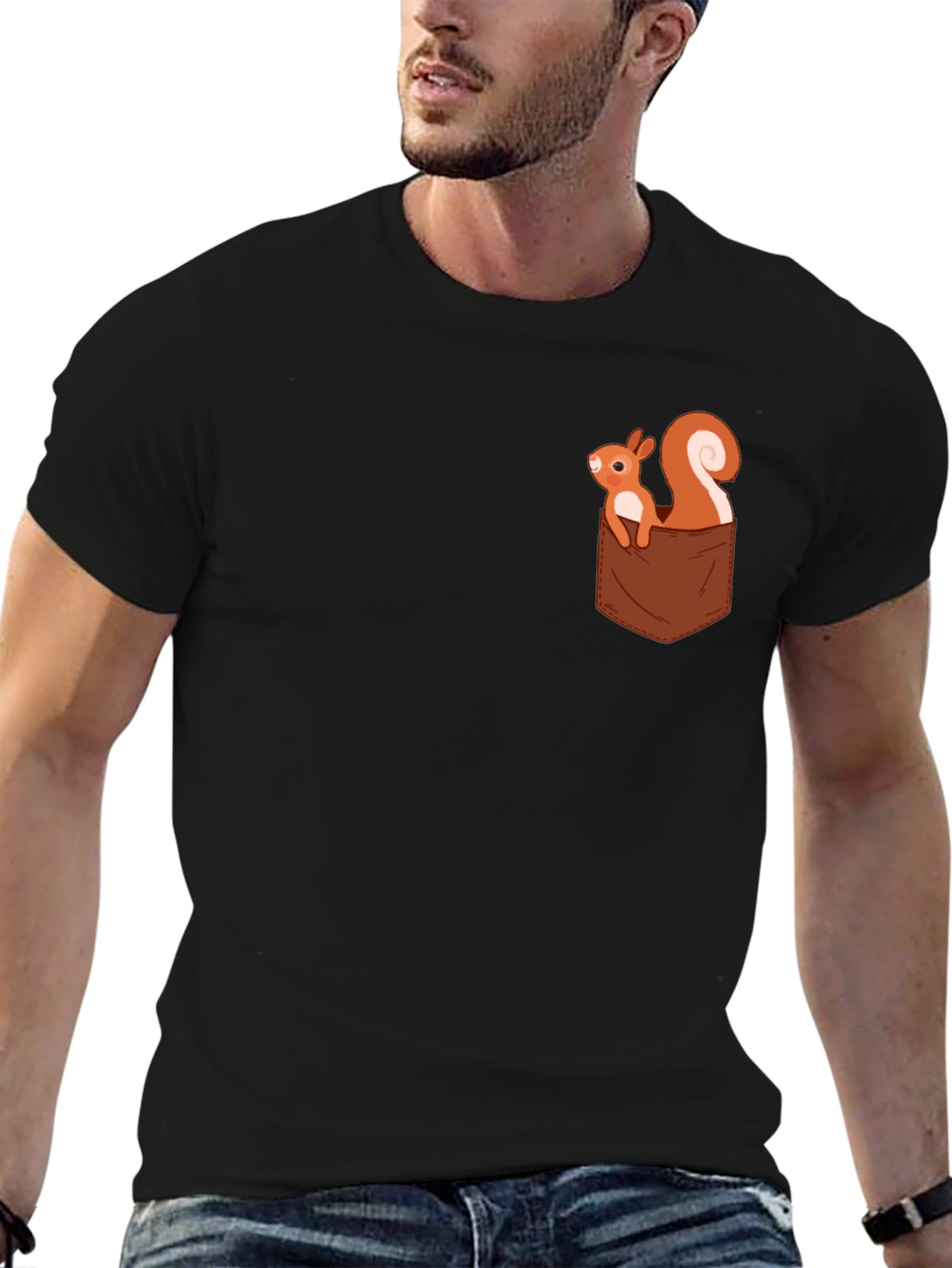 Black Squirrel Pocket T-Shirt - Cute Graphic Tee view 6