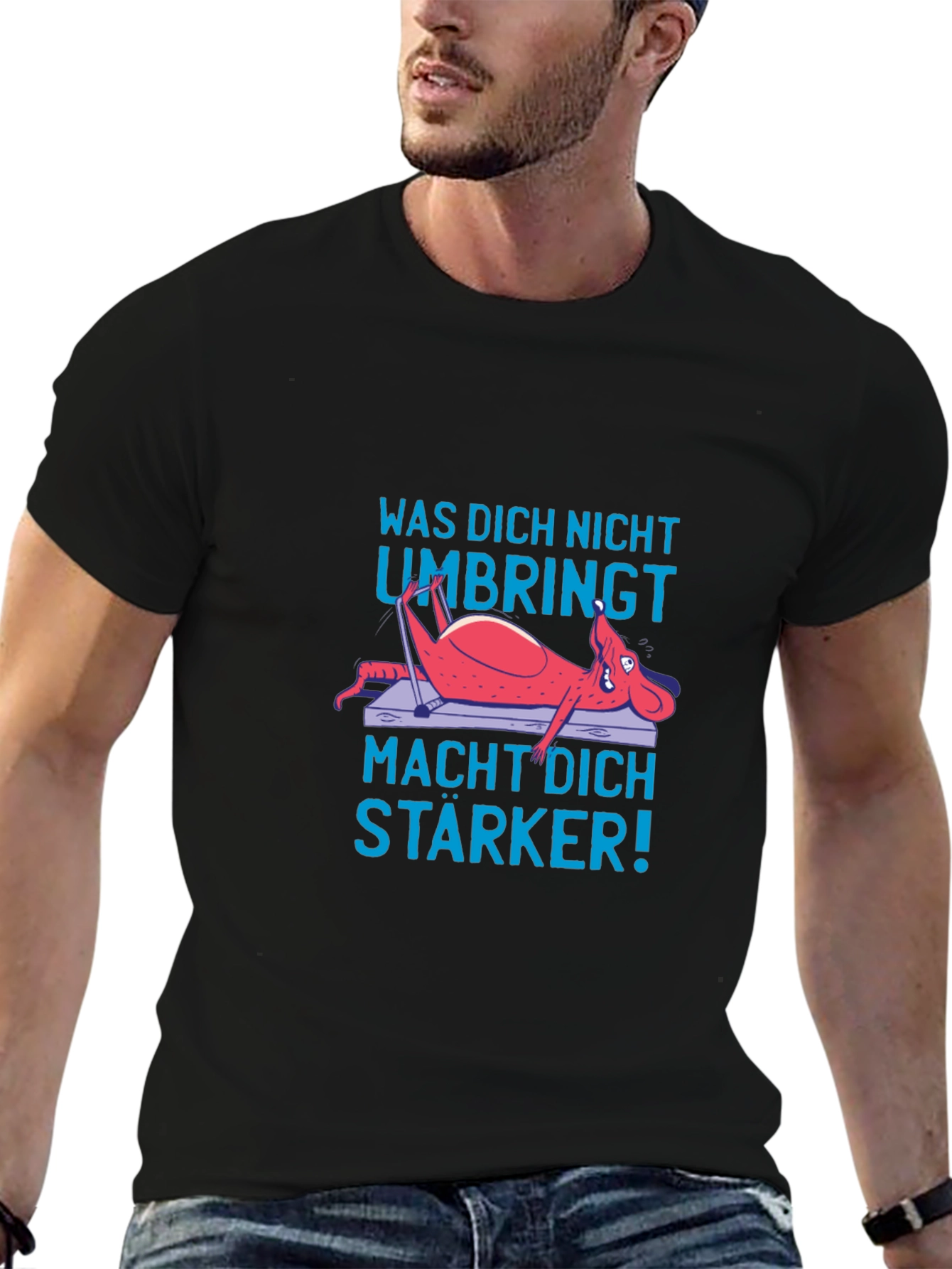 Black Funny German T-Shirt: "What doesn't kill you..." view 6