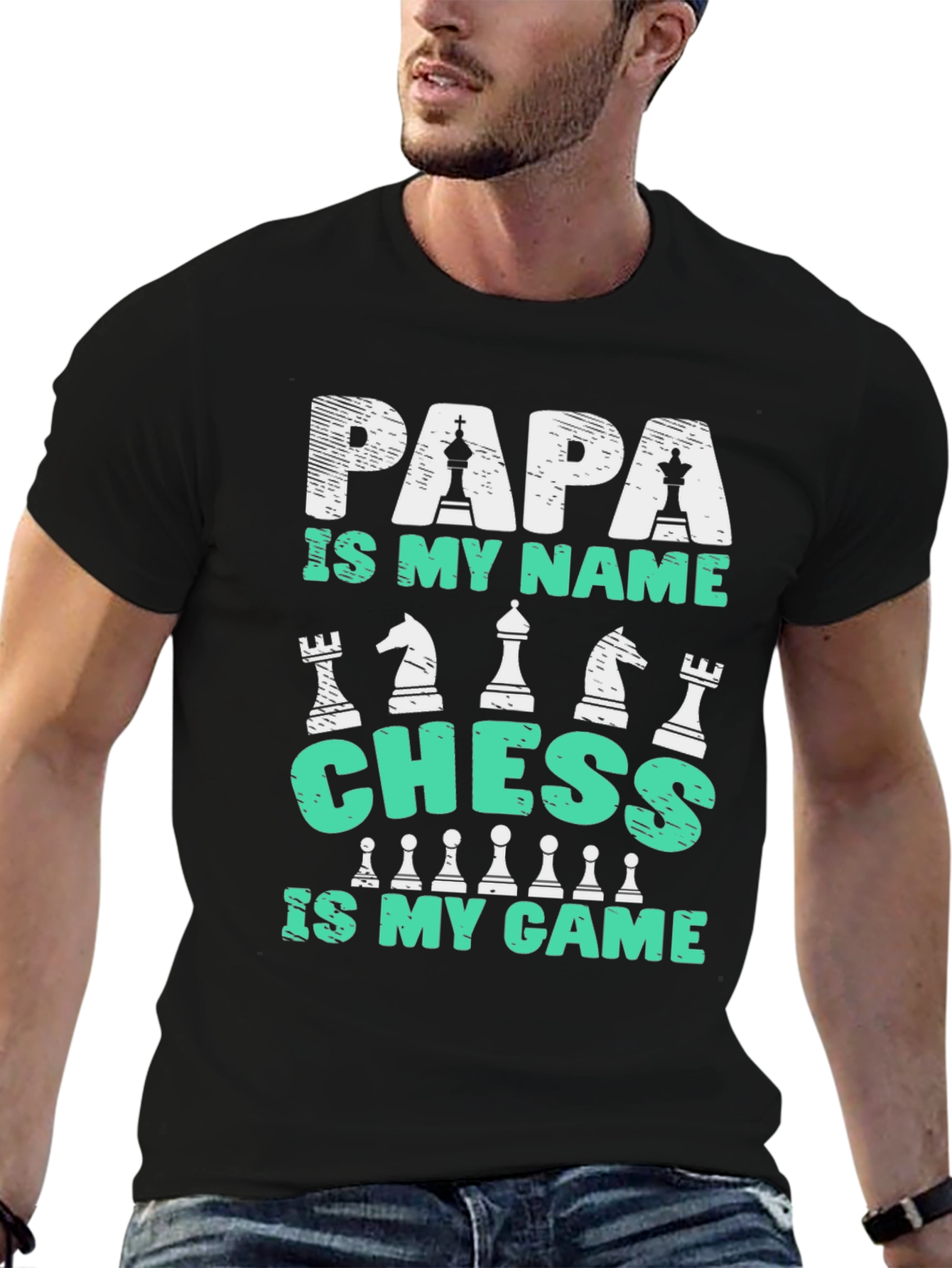 Black Papa Chess T-Shirt - 'Is My Name Is My Game' Tee view 6