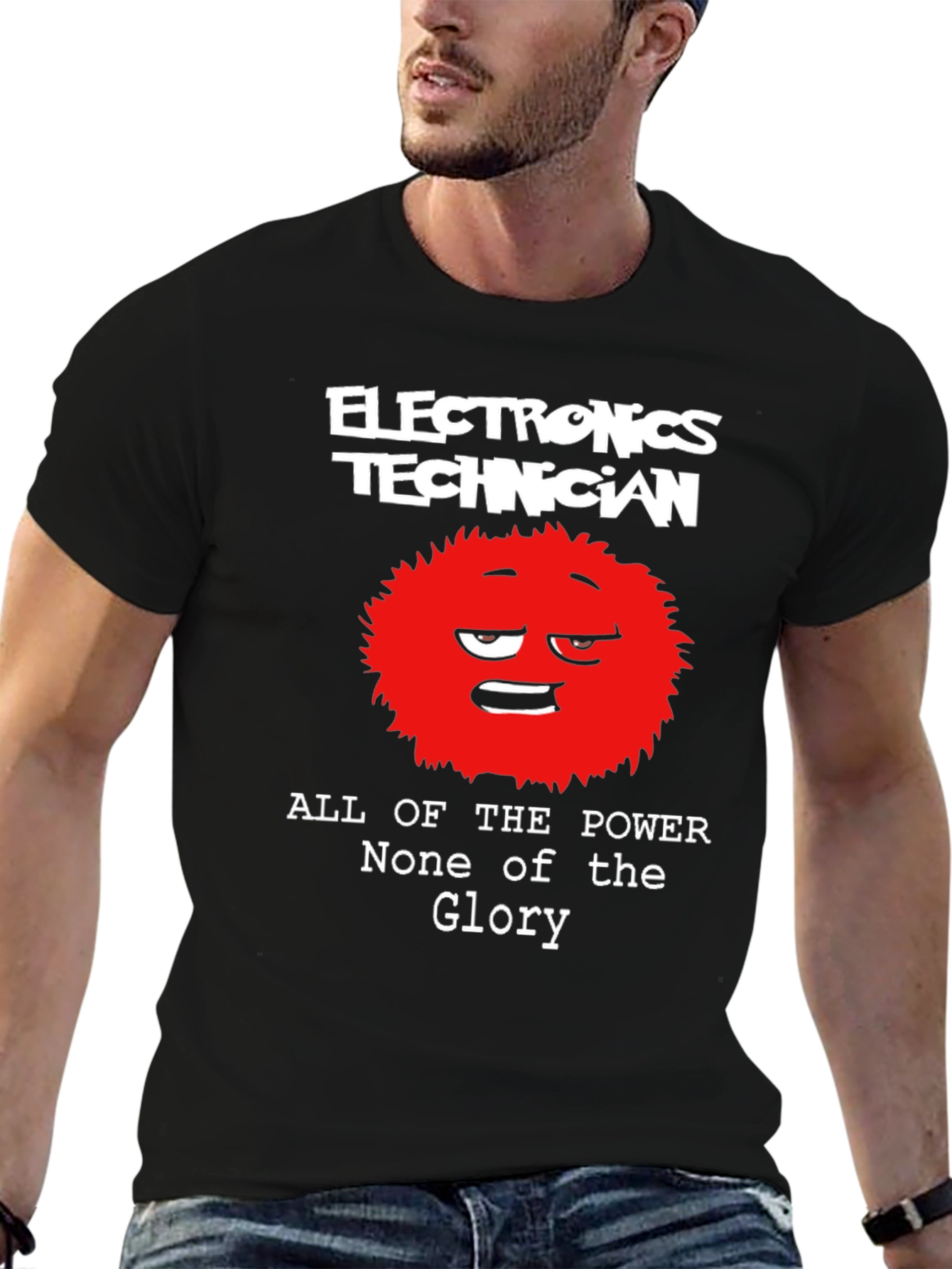 Black Electronics Technician Funny Graphic T-Shirt view 6