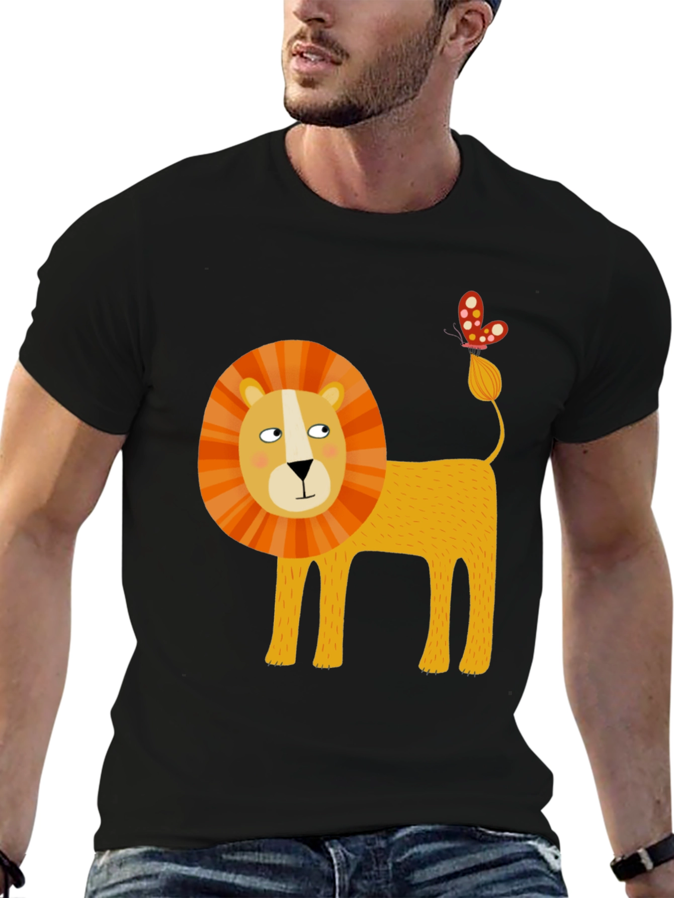 Black Lion & Butterfly Graphic Tee view 6