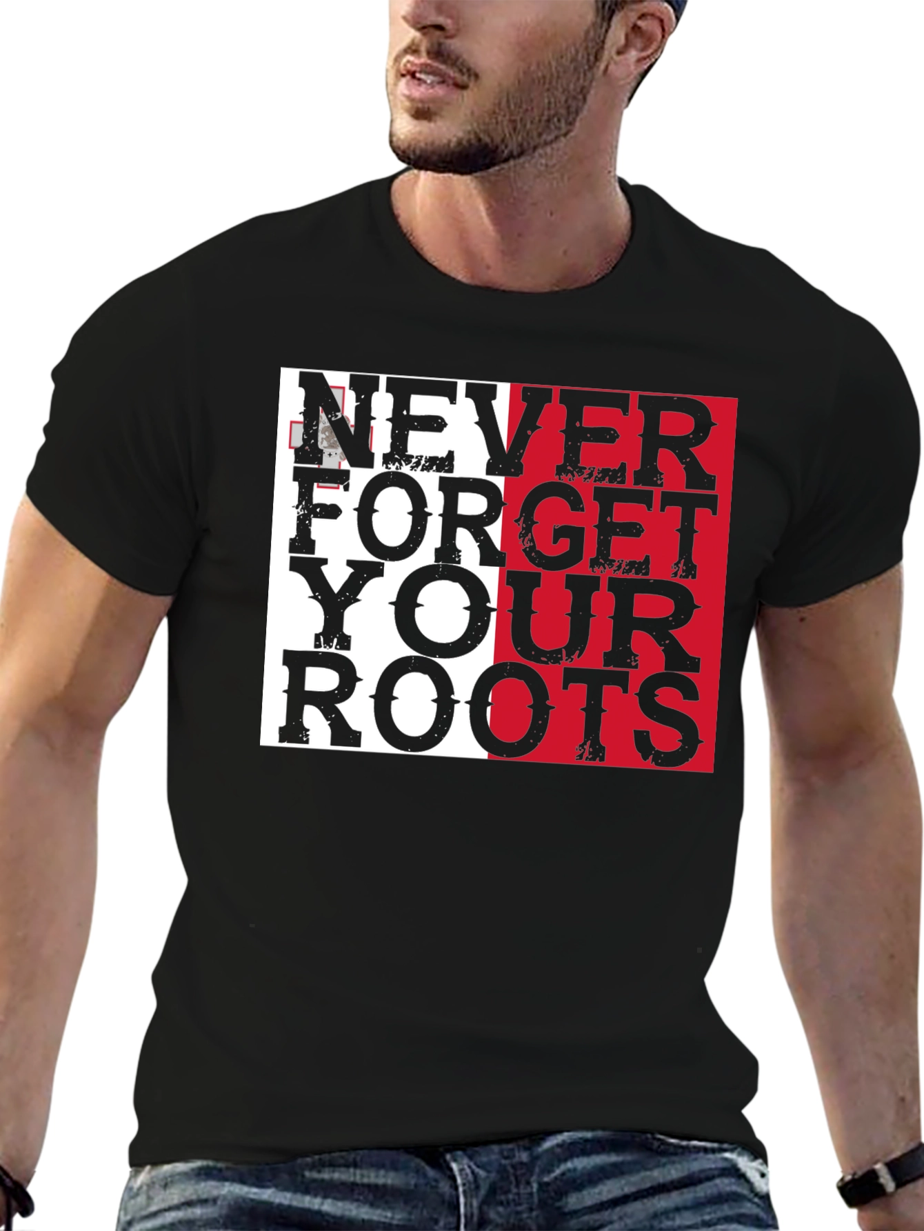 Black Never Forget Your Roots Graphic Tee view 6