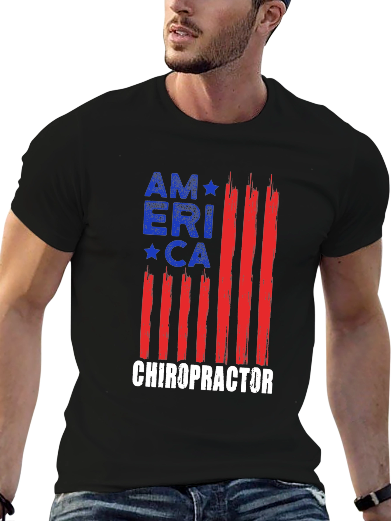 Black Chiropractor America T-Shirt view 6