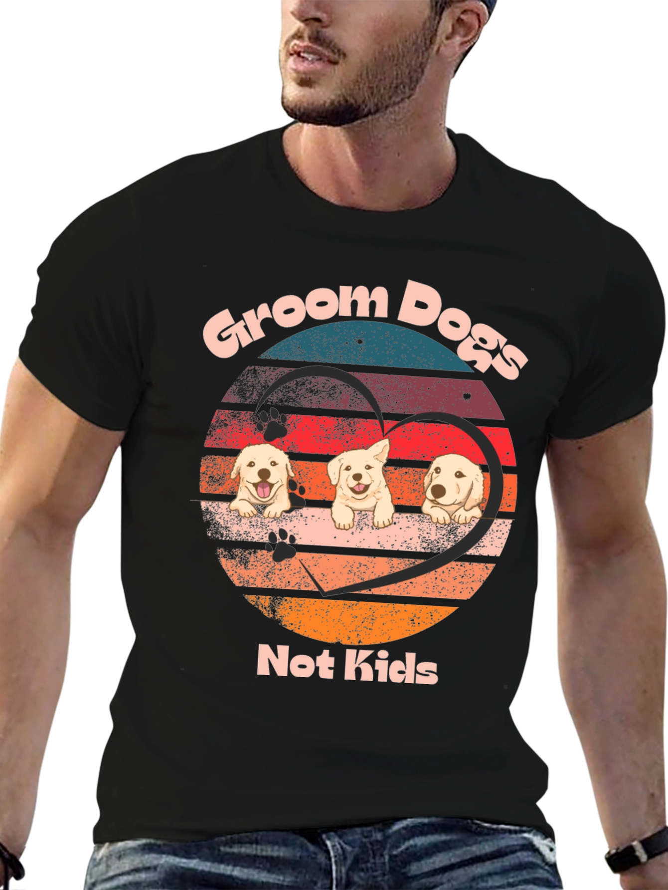 Black Groom Dogs Not Kids Graphic Tee view 6