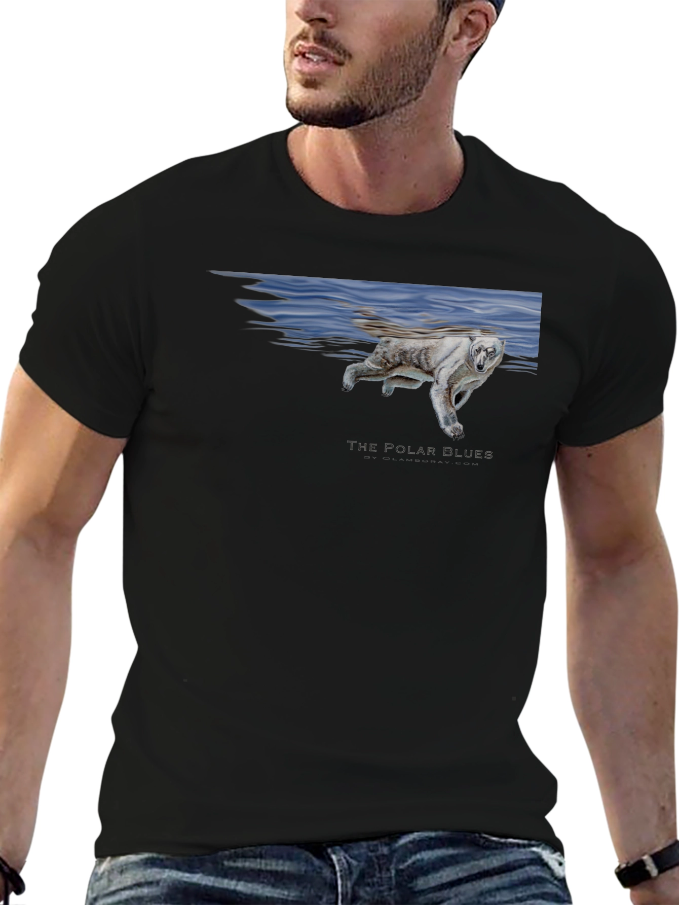 Black Polar Bear Blues Graphic T-Shirt - Black view 6