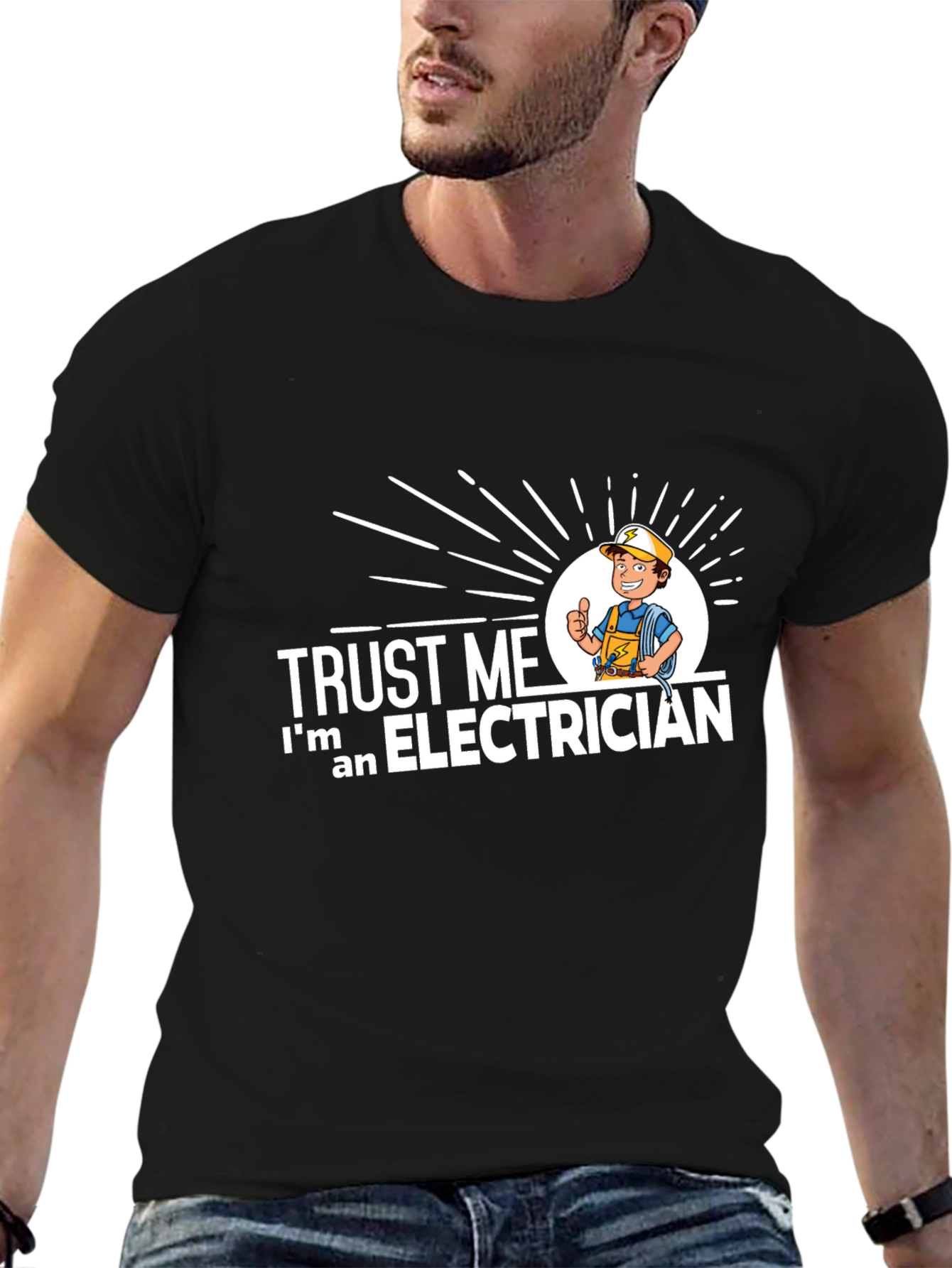 Black Trust Me I'm an Electrician Graphic T-Shirt view 6