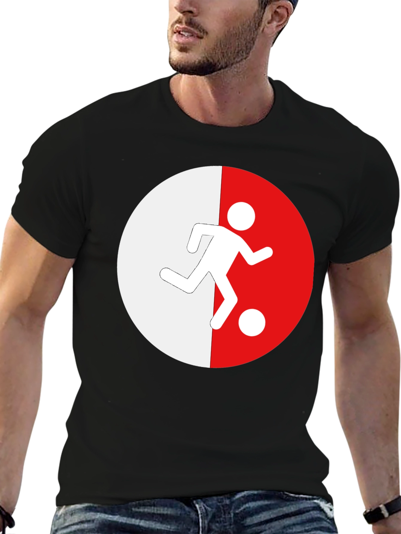 Black Soccer Player Graphic Tee - Black Casual Shirt view 6