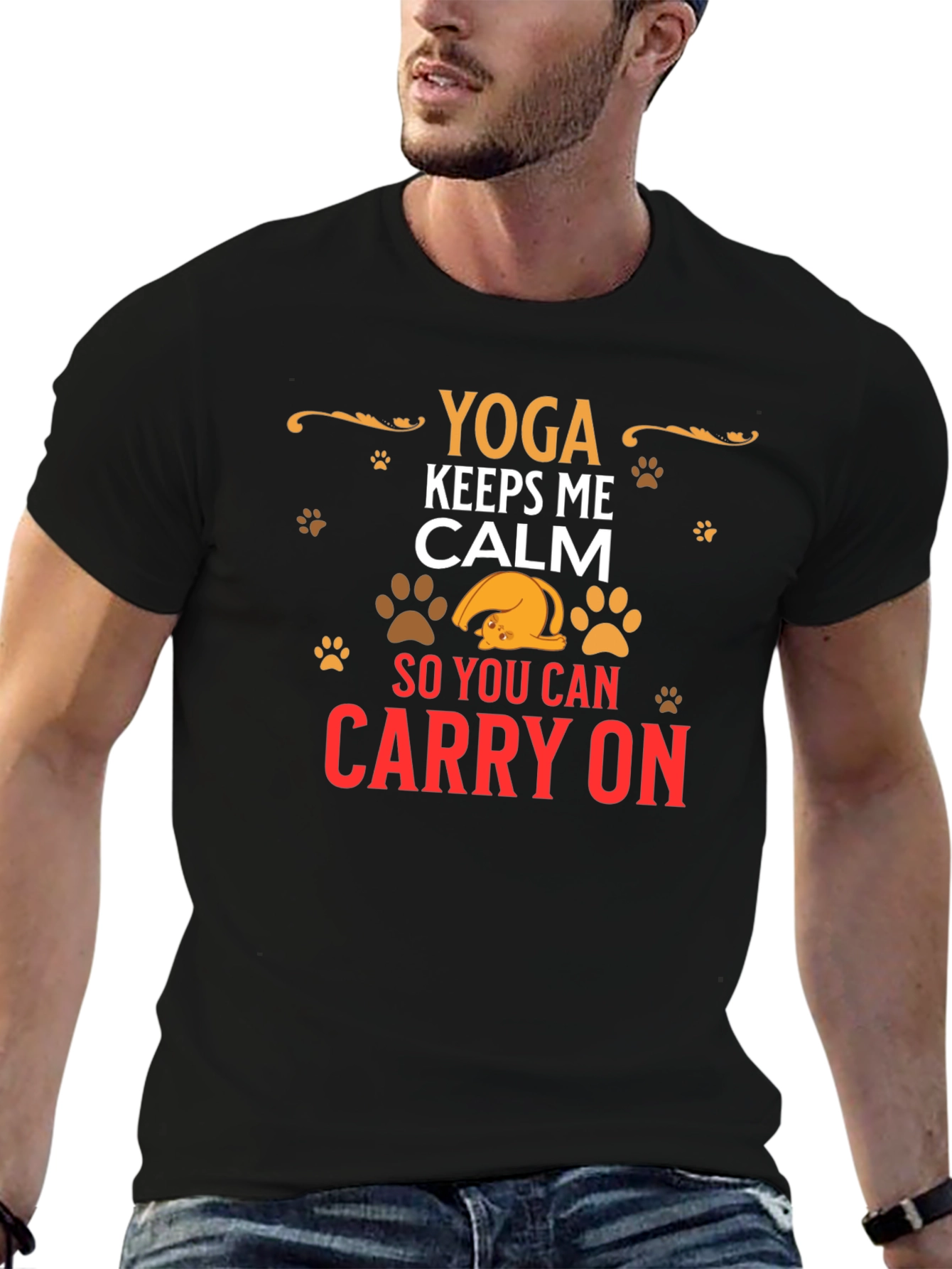 Black Yoga Keeps Me Calm Graphic T-Shirt view 6