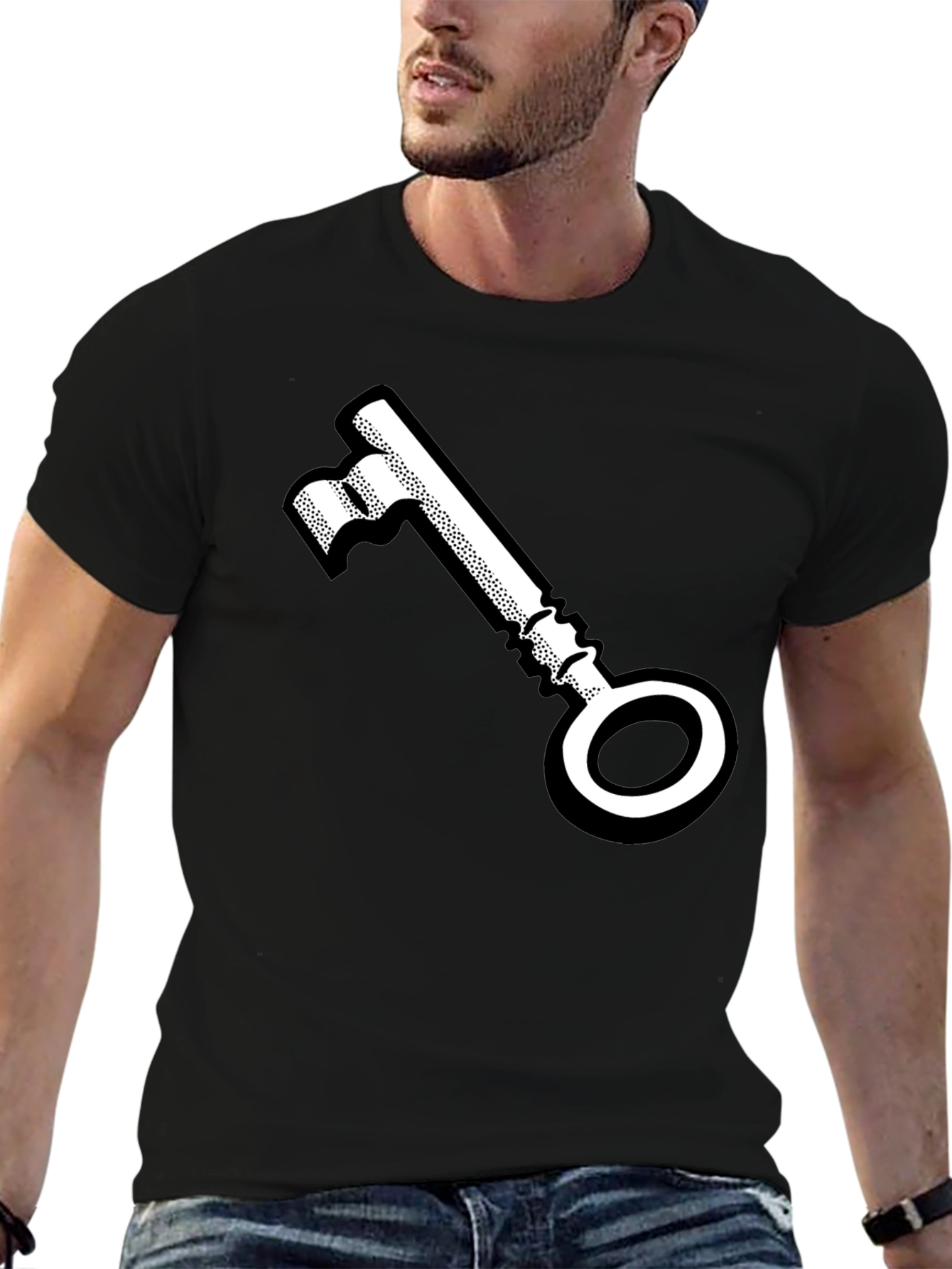 Black Vintage Key Graphic Tee - Unlock Your Style view 6