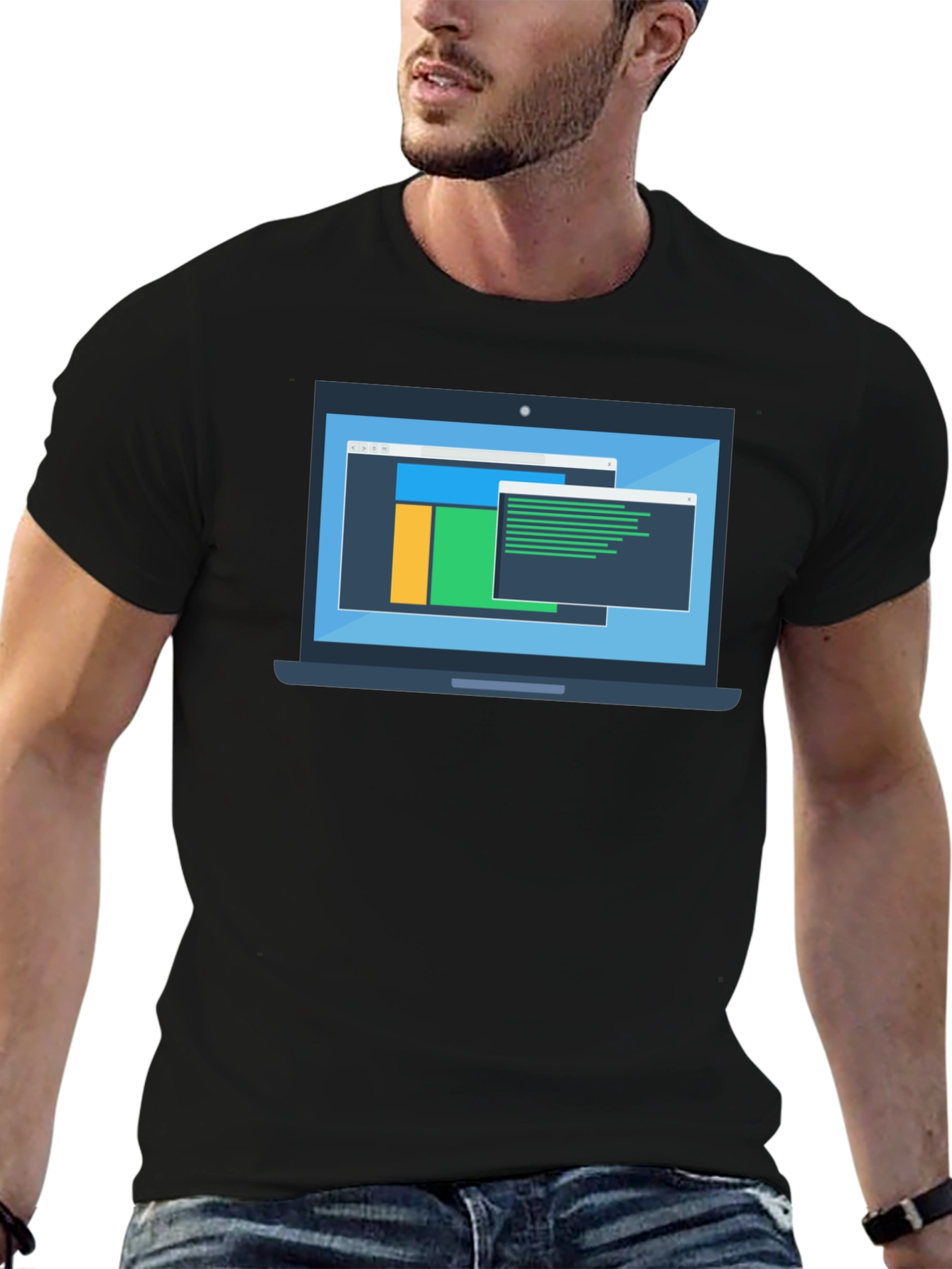 Black Programmer Laptop Graphic T-Shirt view 6