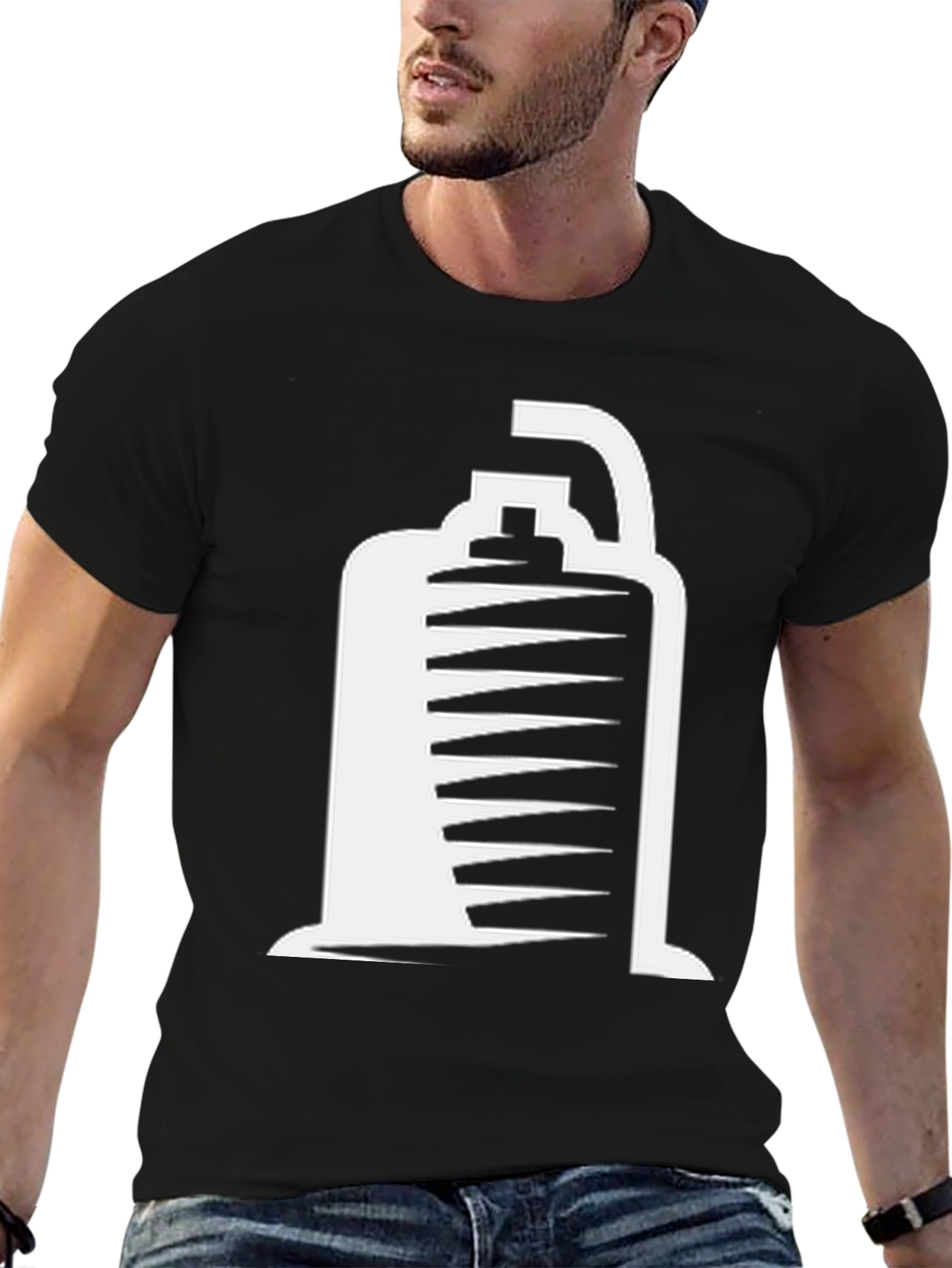 Black Unique Graphic Tee - Retro Design view 6