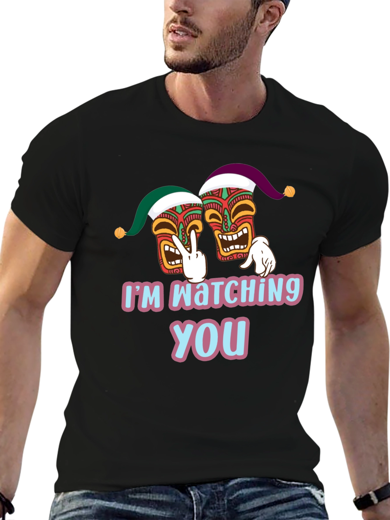 Black I'm Watching You Graphic Tee view 6