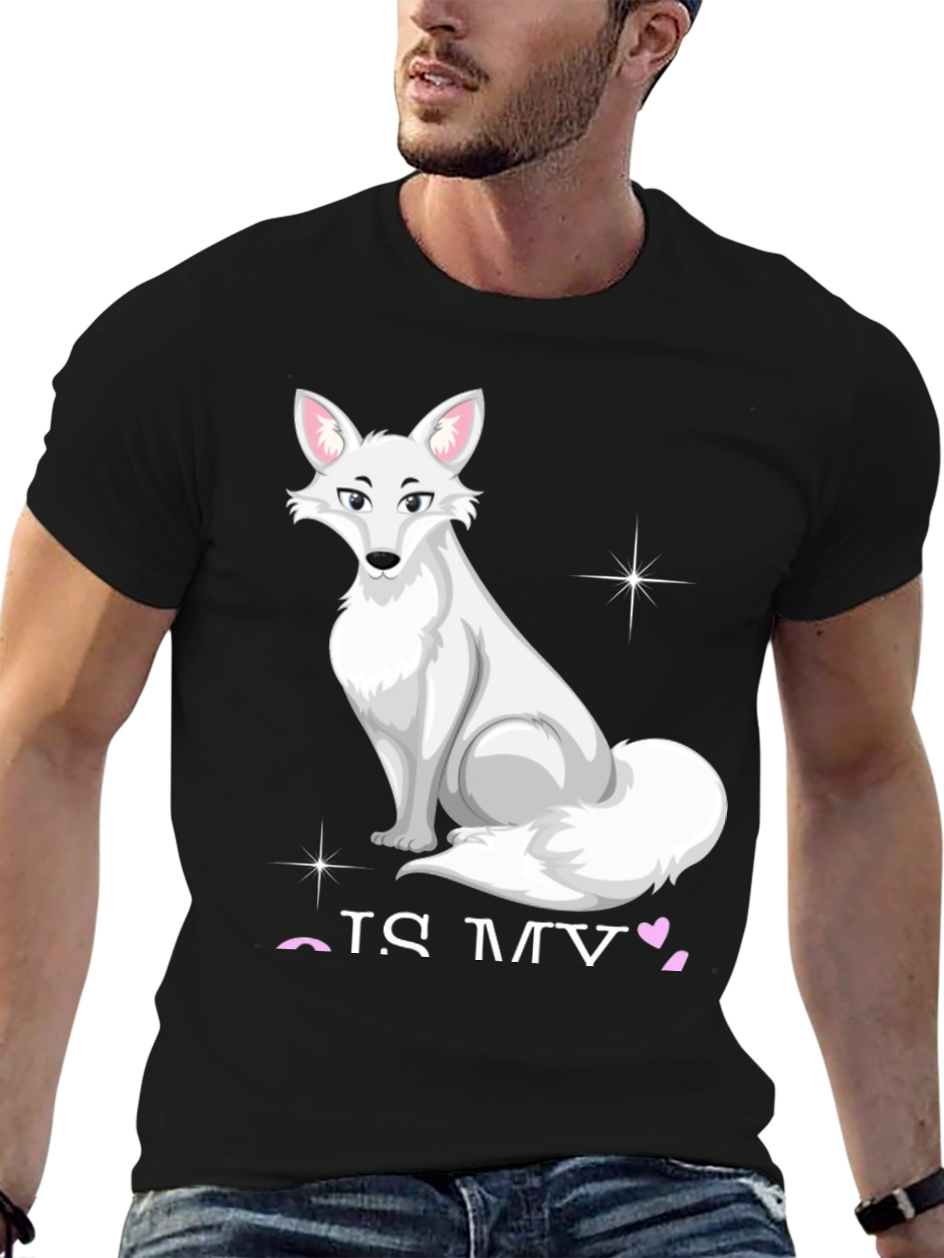 Black Arctic Fox Graphic Tee - 'Fox Is My Valentine' view 6