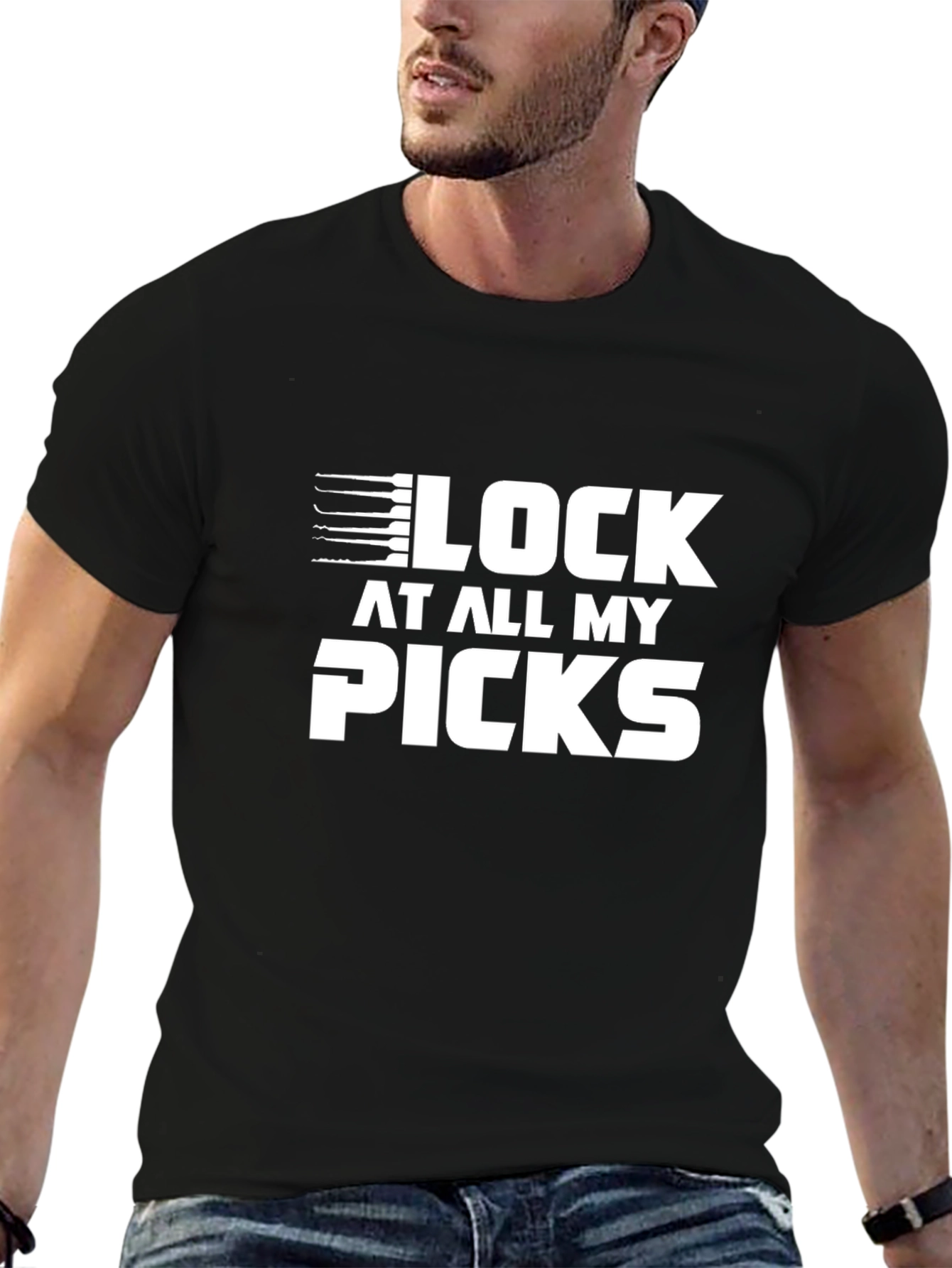 Black Lock Picks Novelty Graphic T-Shirt view 6